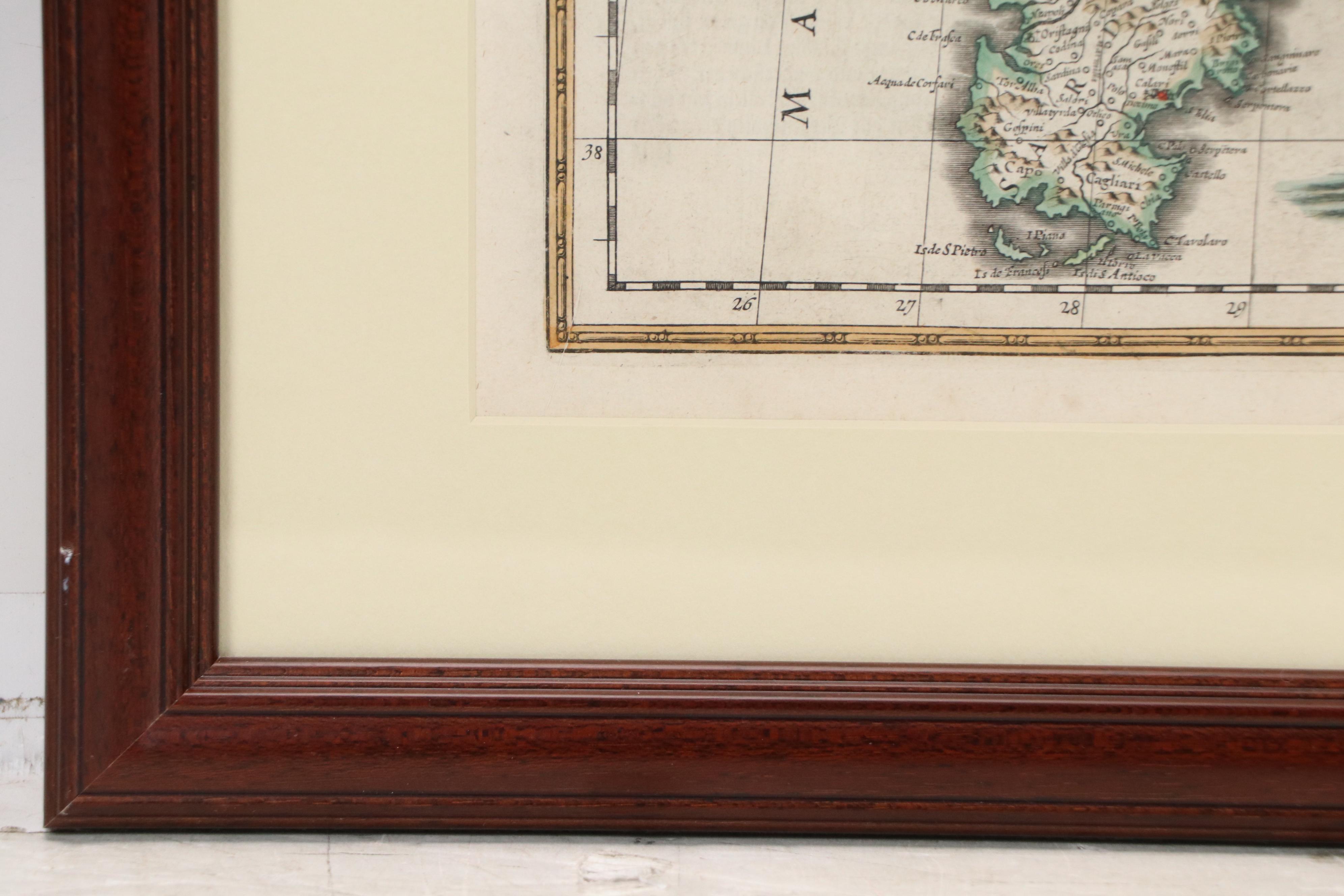 Jan Jansson Hand-Colored Etching Map of Italy, Circa 1650