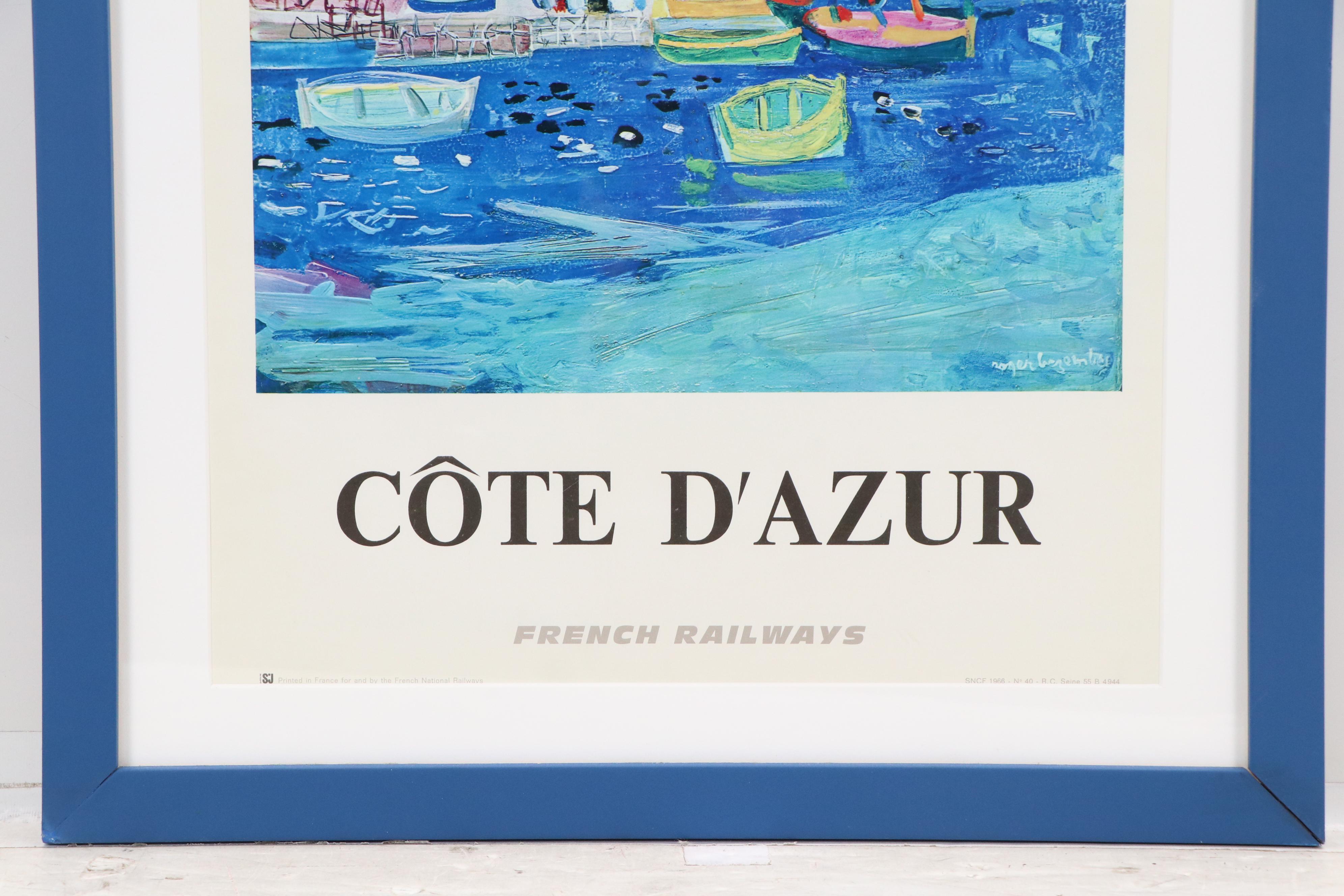 French National Railways Offset Lithograph Poster "Côte D'Azur," 1966