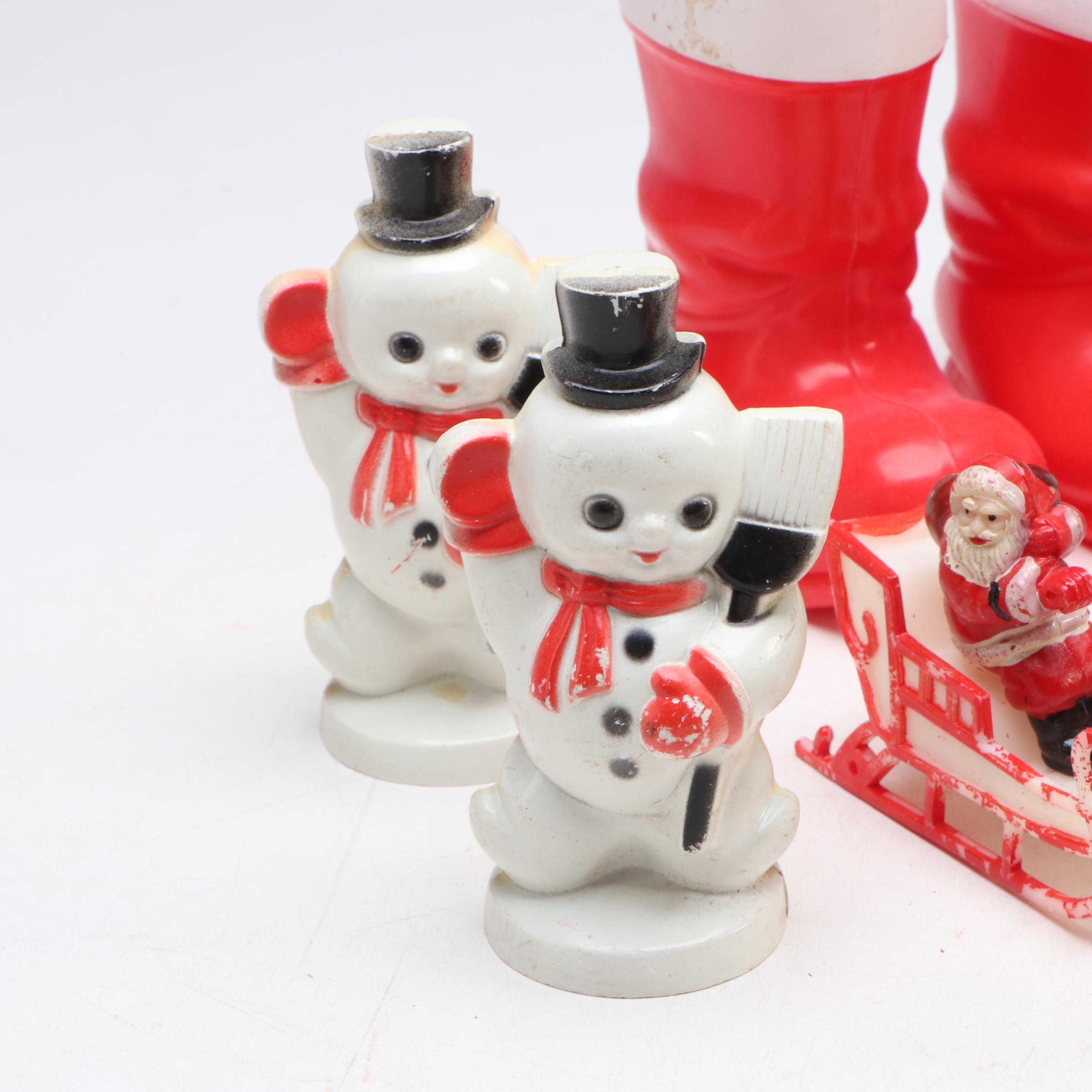 Santa Claus and Snowman Figurines with More Vintage Christmas Décor