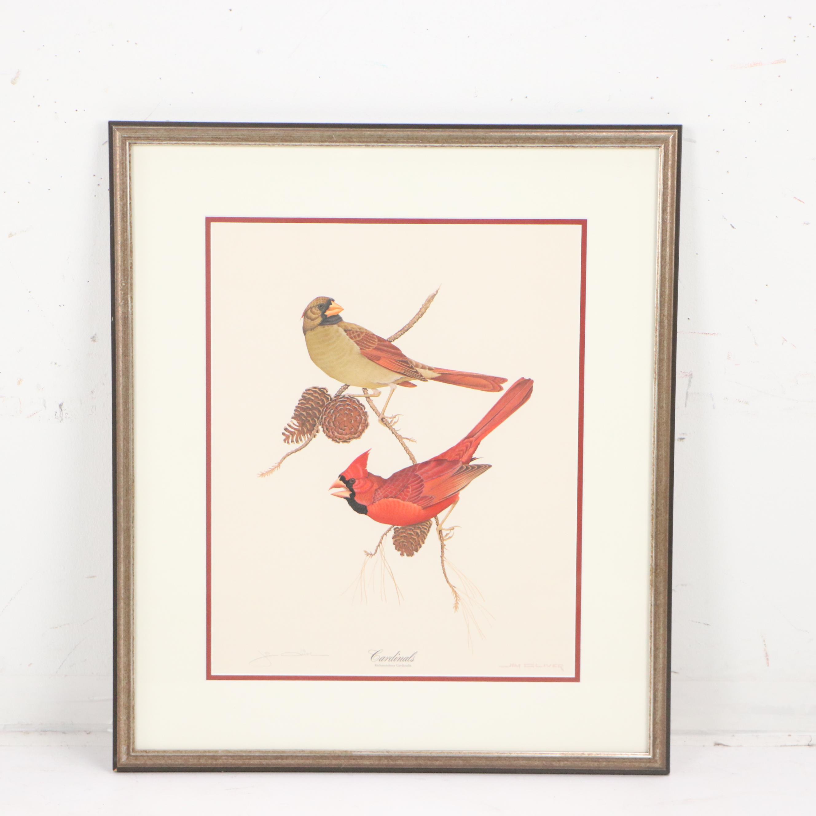 Richard Sloan Offset Lithograph "Cardinal" and Other Cardinal Prints