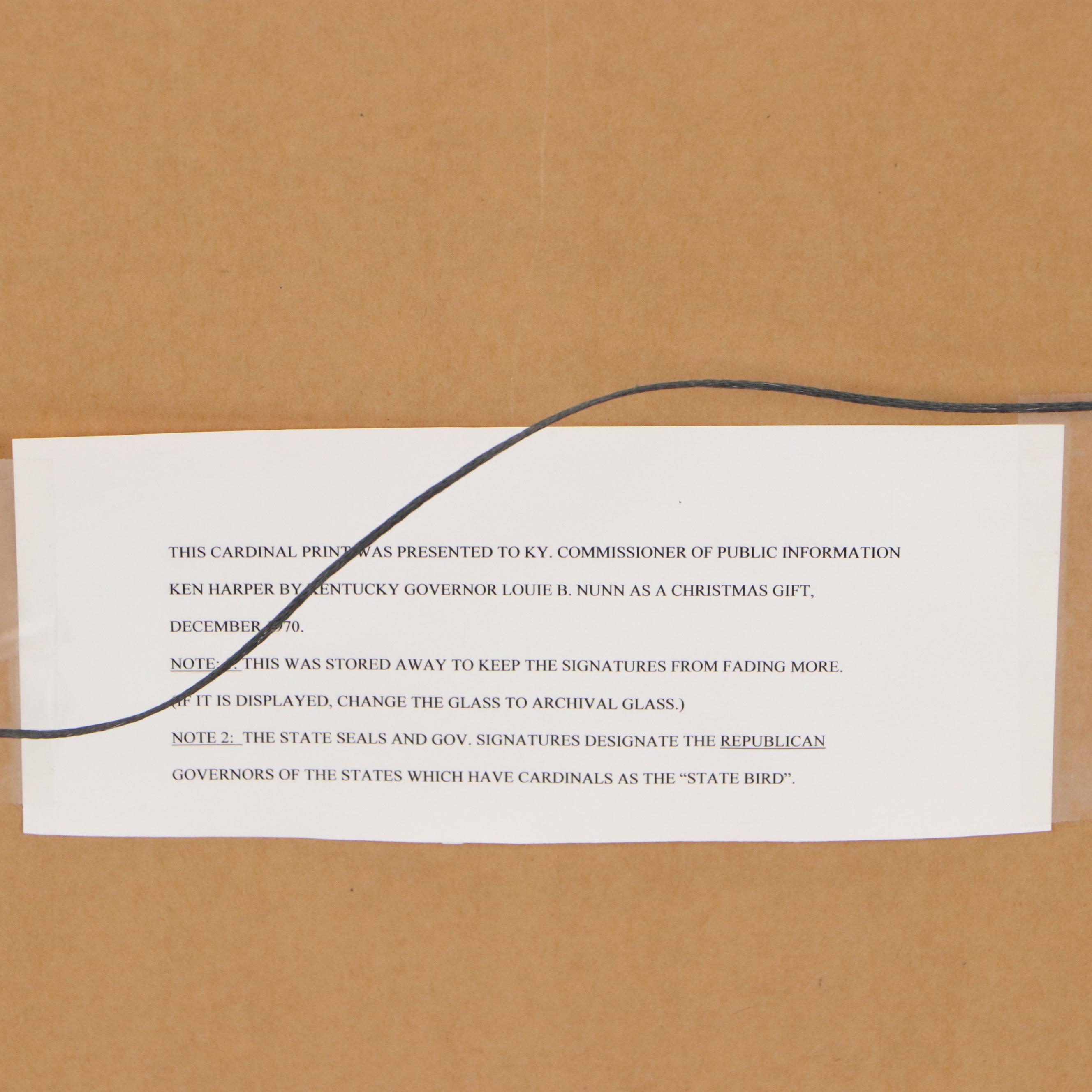 Richard Sloan Offset Lithograph "Cardinal" and Other Cardinal Prints