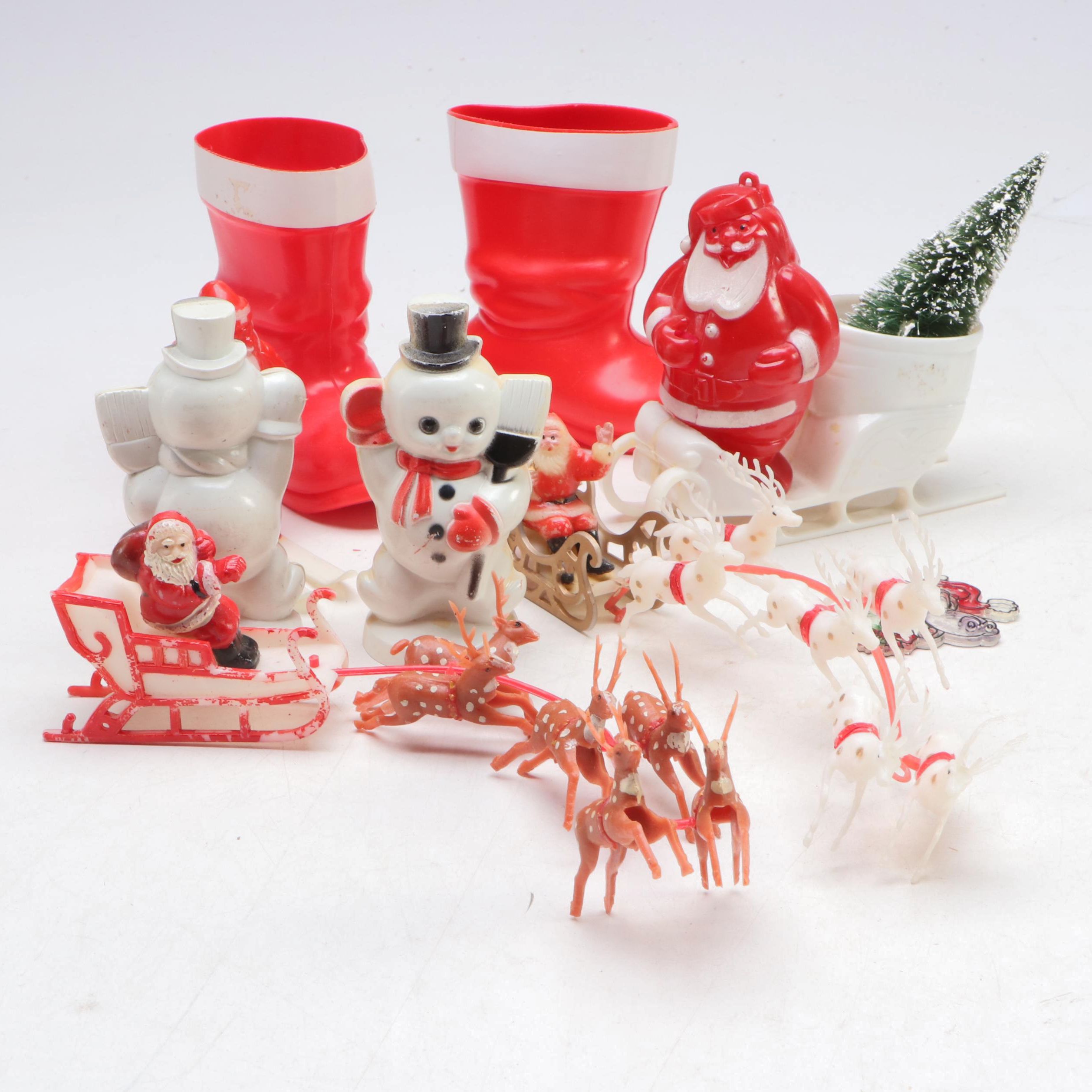 Santa Claus and Snowman Figurines with More Vintage Christmas Décor