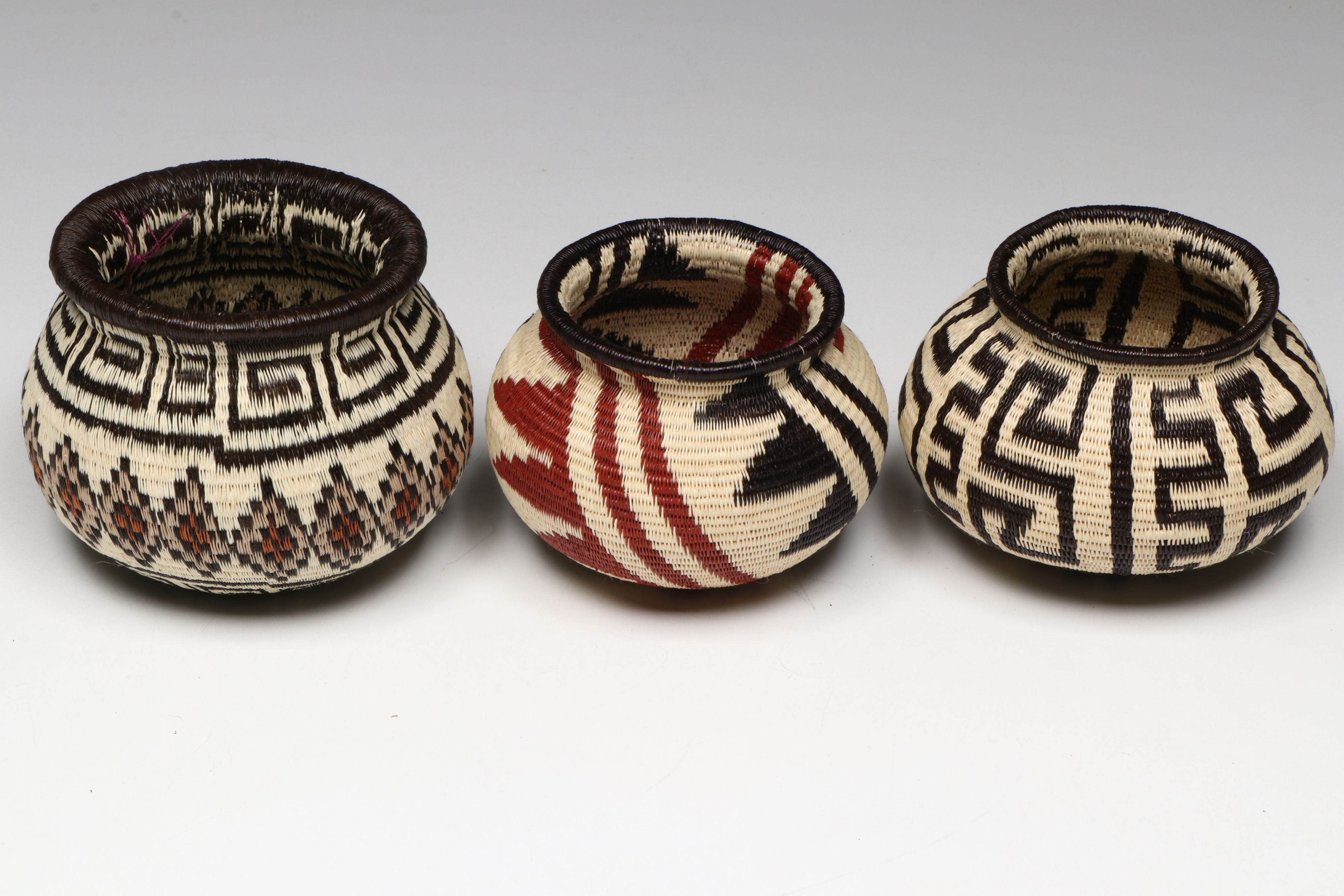 Panamanian Emberá-Wounaan Peoples Chunga Fiber and Black Palm Baskets
