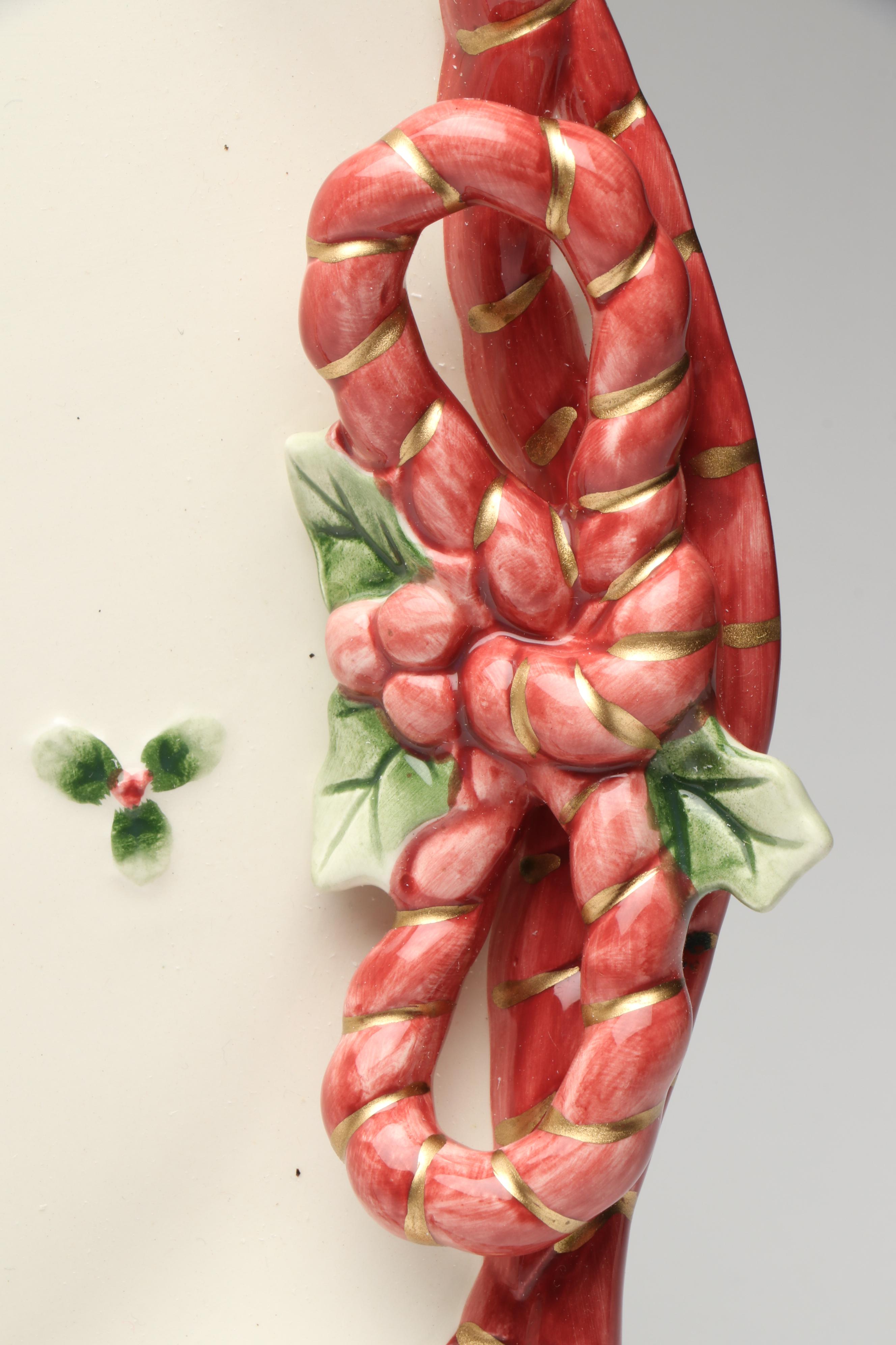 Fitz & Floyd "Old World Santa" Serving Tray with Jim Shore Ornament and Figurine