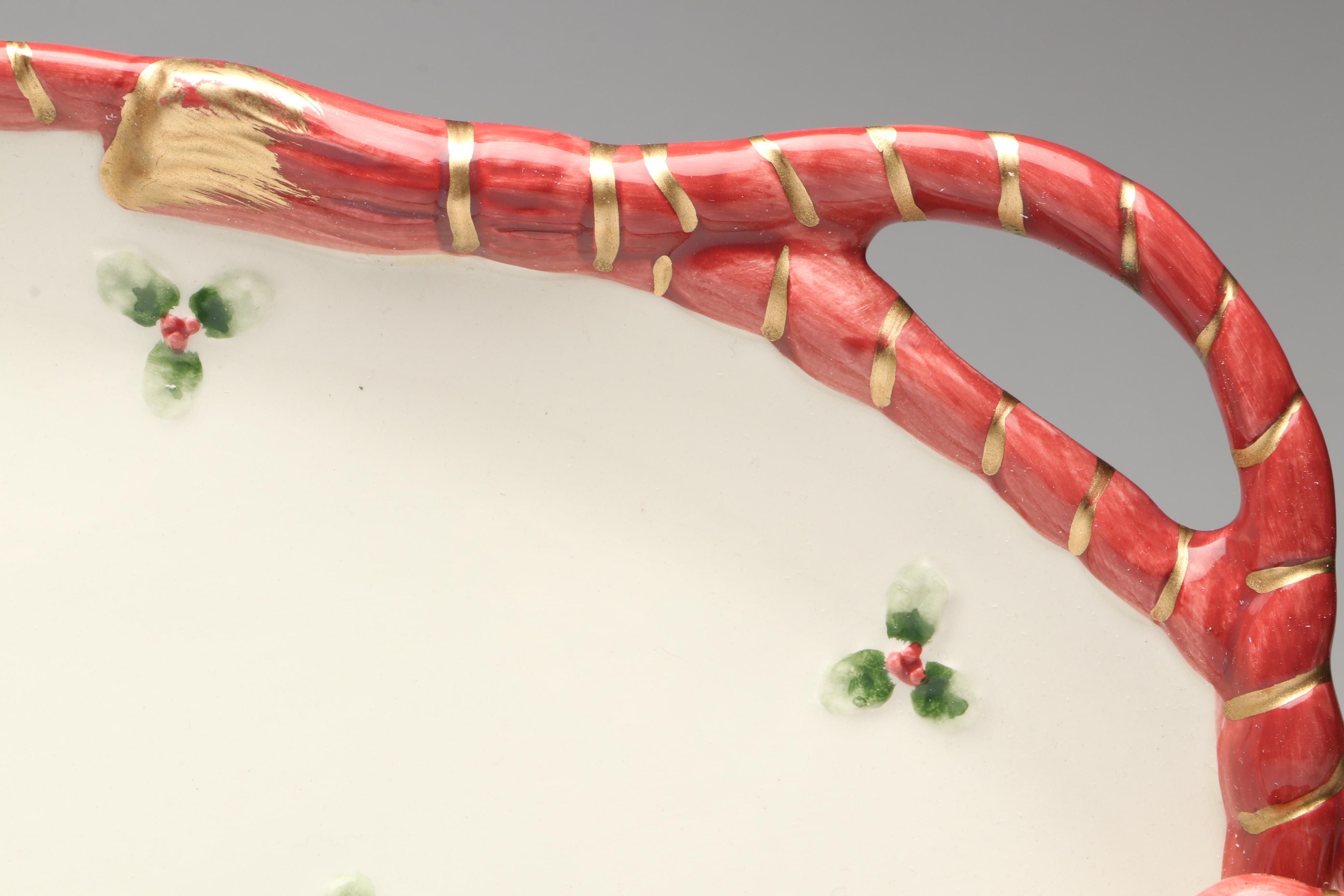 Fitz & Floyd "Old World Santa" Serving Tray with Jim Shore Ornament and Figurine