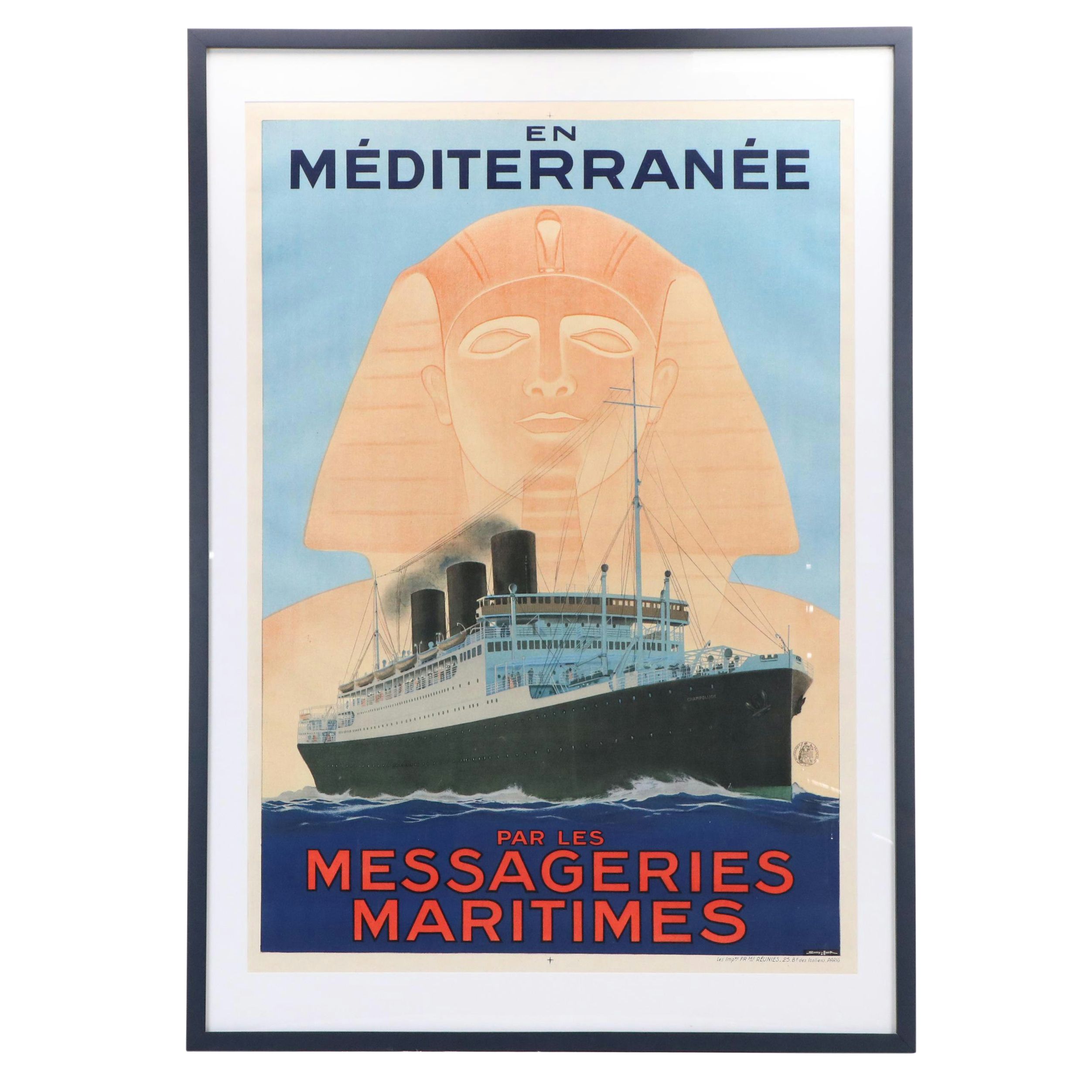 Sandy Hook Travel Poster "En Méditerranée par les Messageries Maritimes," C.1925