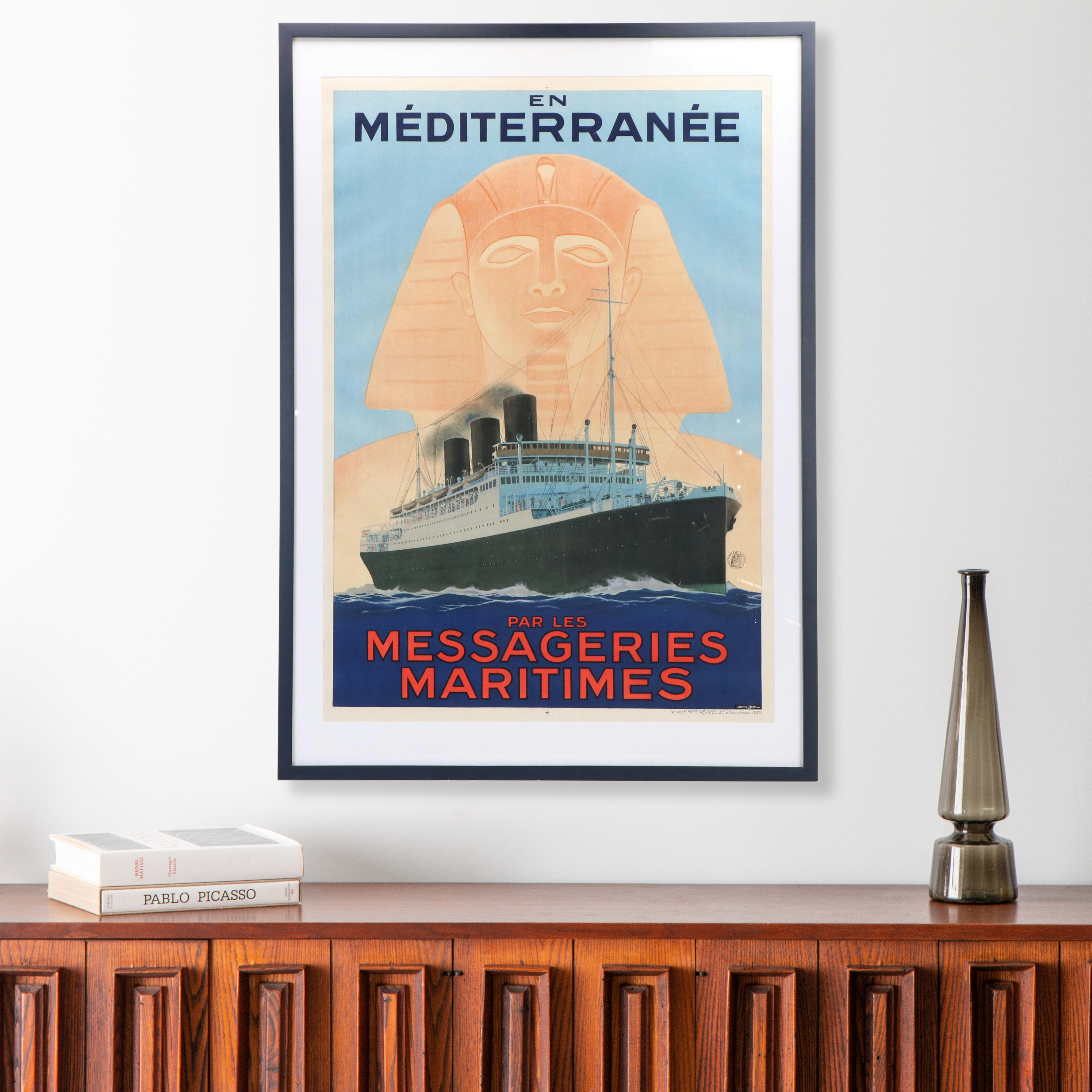Sandy Hook Travel Poster "En Méditerranée par les Messageries Maritimes," C.1925
