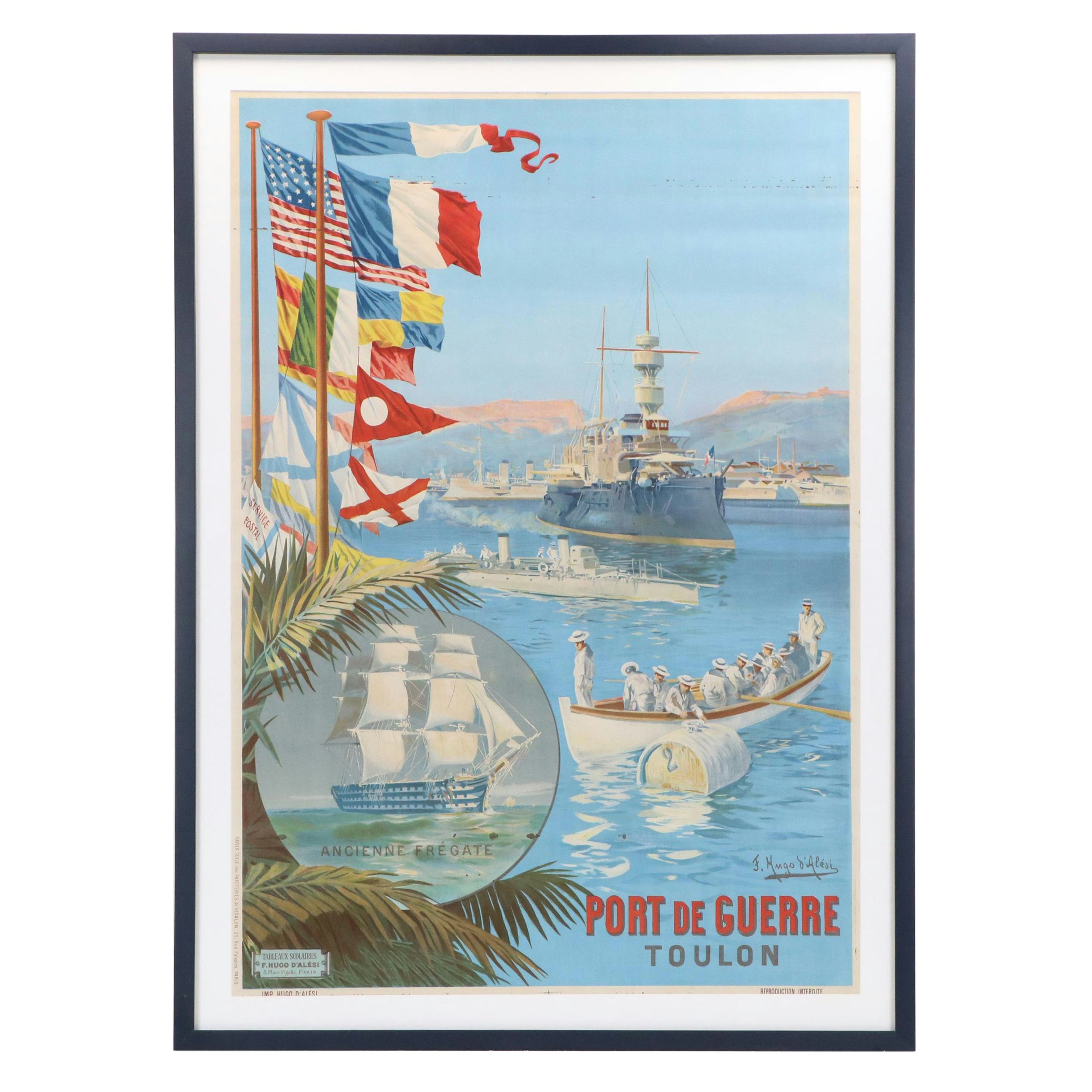 F. Hugo d'Alesi Lithograph Poster "Port de Guerre - Toulon," Early 20th Century