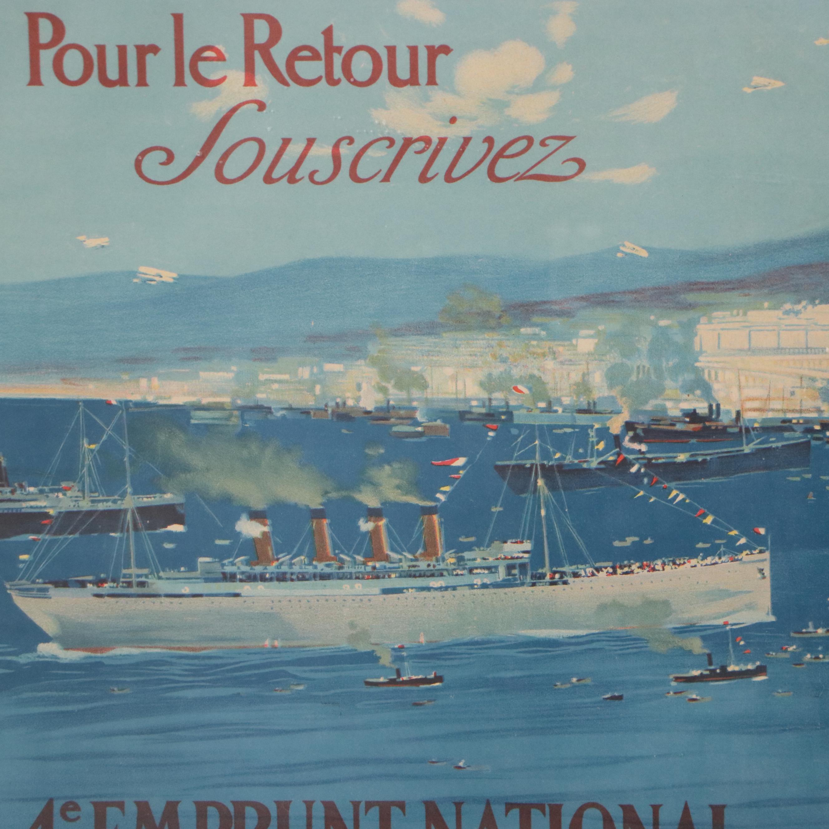 French WWI Color Lithograph "Pour le Retour...," Early 20th Century
