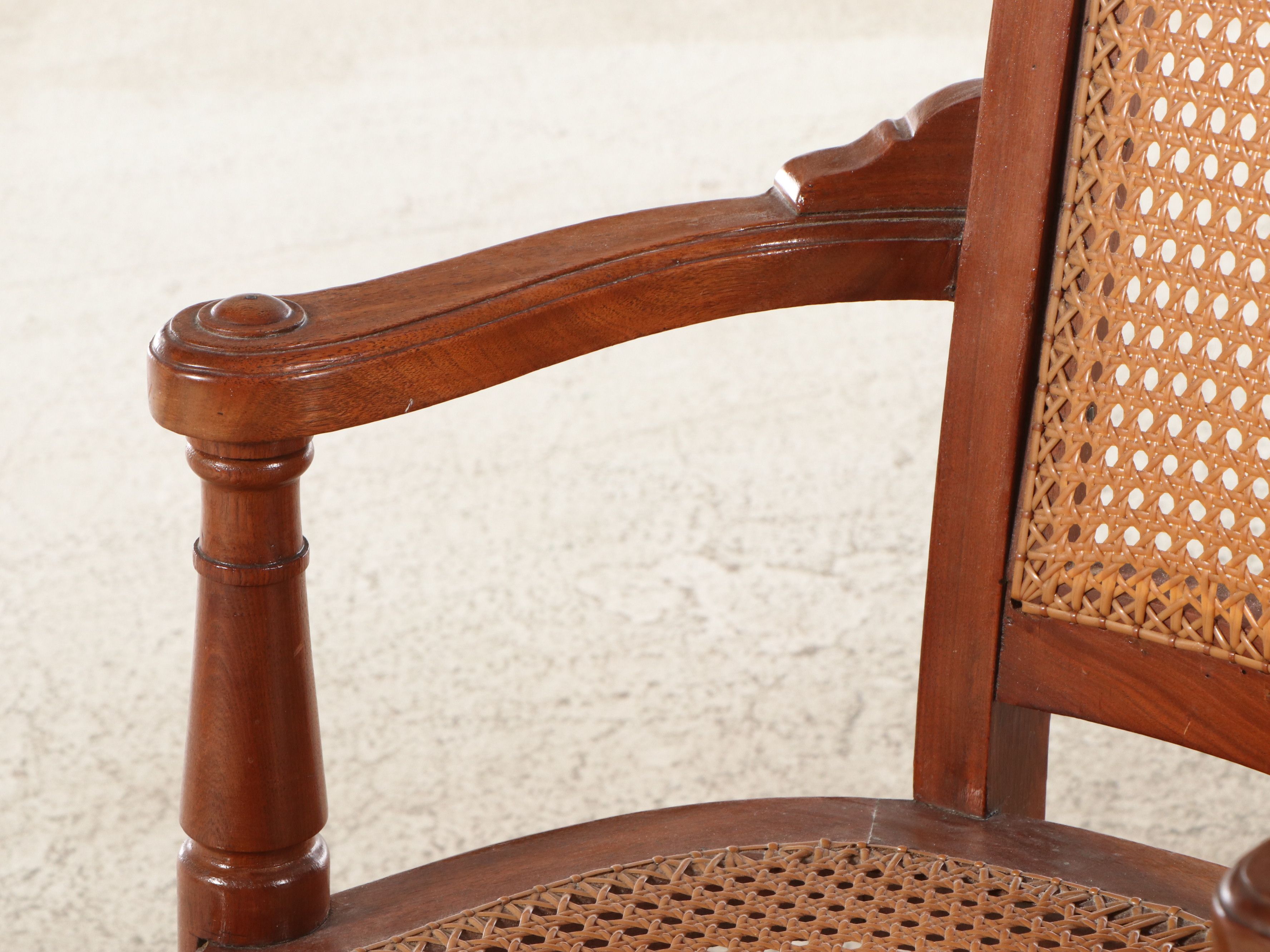 Two Late Victorian Walnut and Burl Wood Chairs with Woven Cane Seating