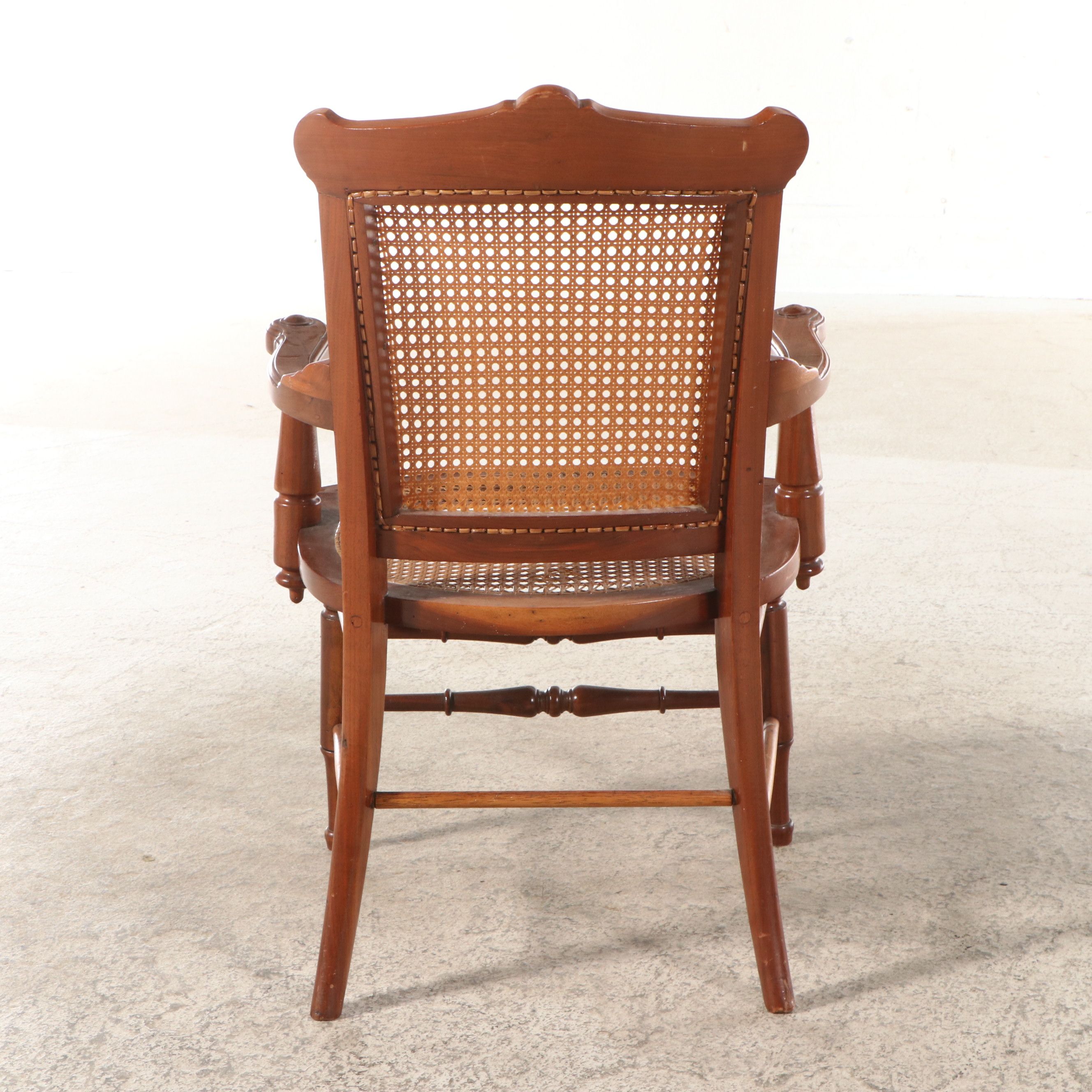 Two Late Victorian Walnut and Burl Wood Chairs with Woven Cane Seating