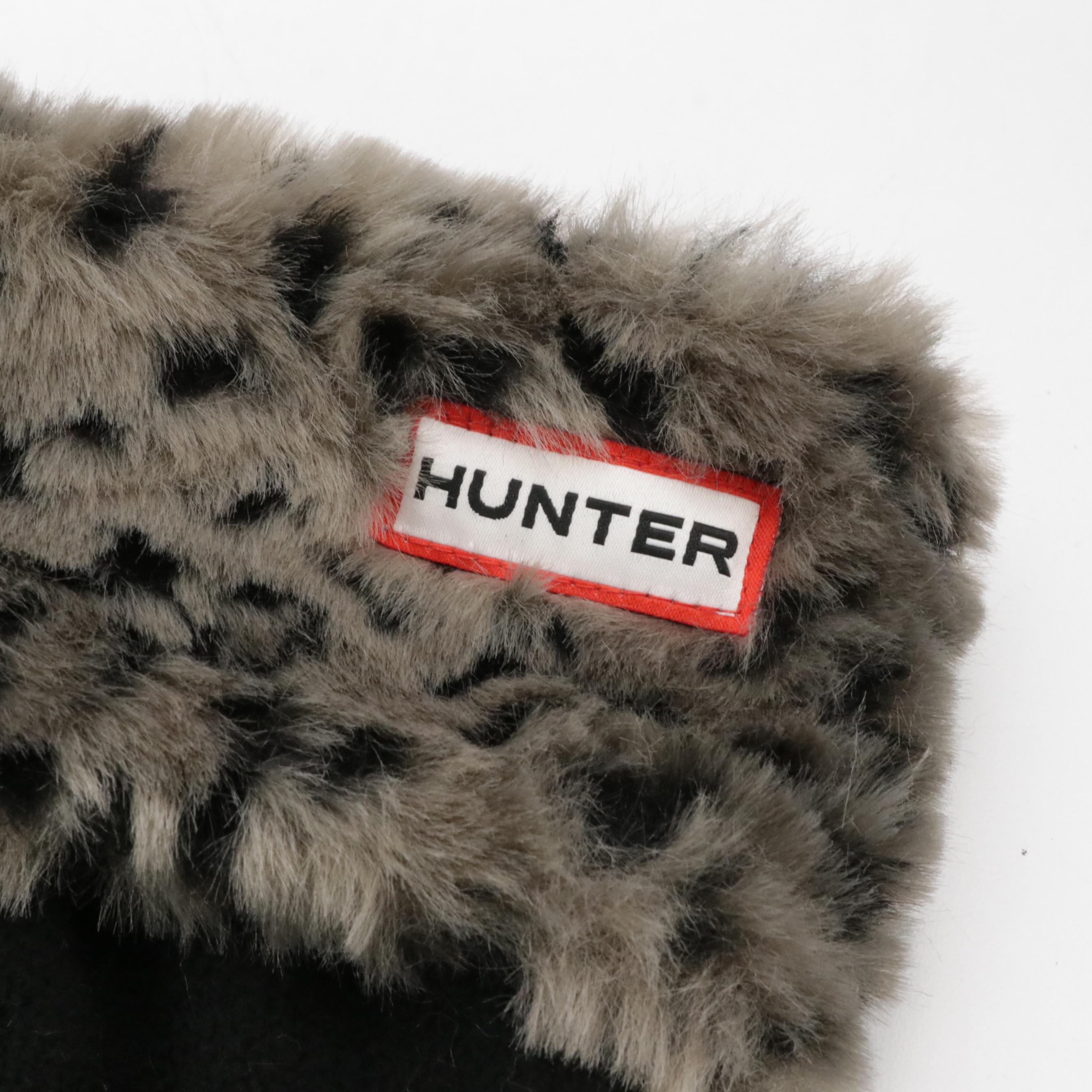 Hunter Original Tall Dark Purple Rain Boots with Fleece Boot Socks