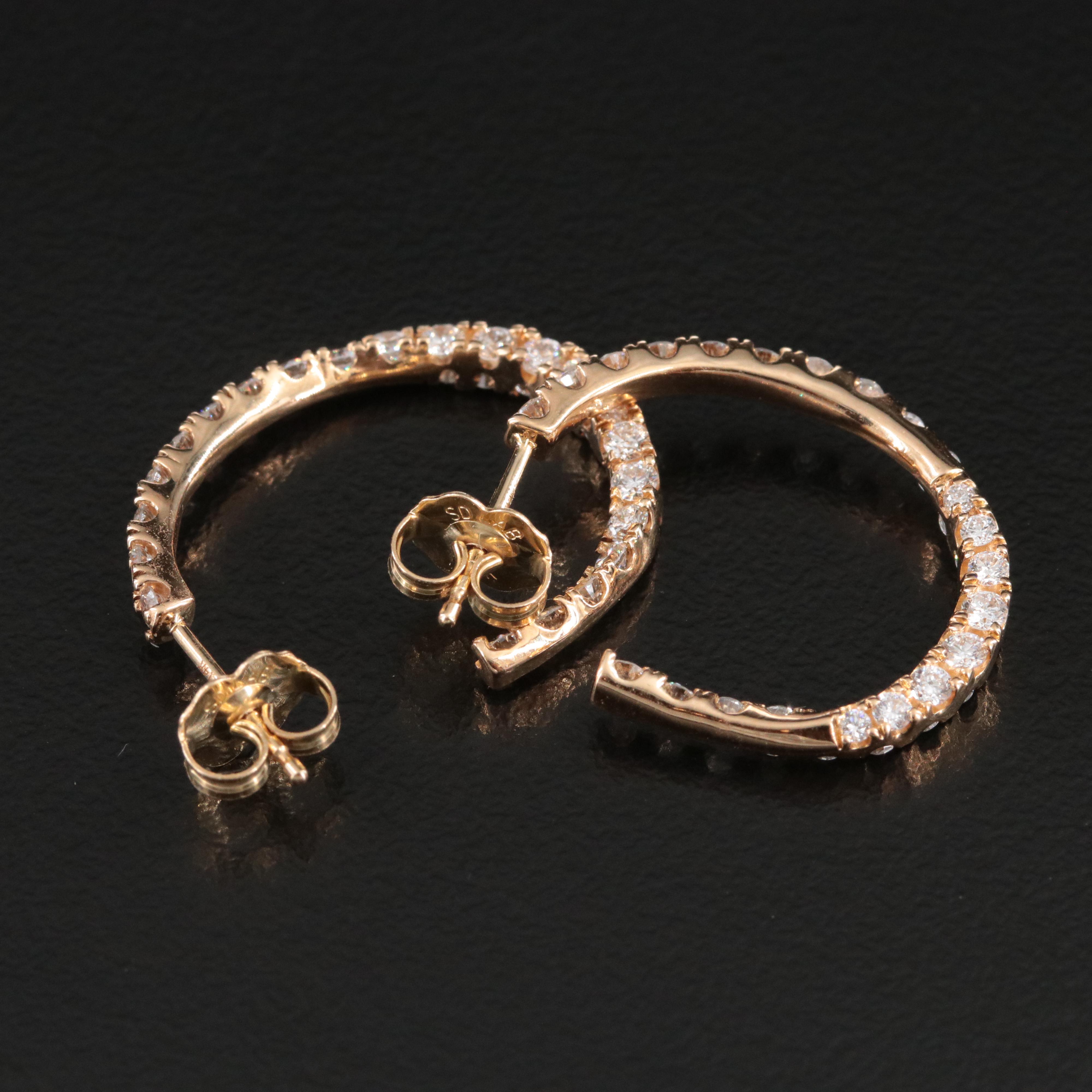 14K 1.50 CTW Lab Grown Diamond Half Hoop Earrings