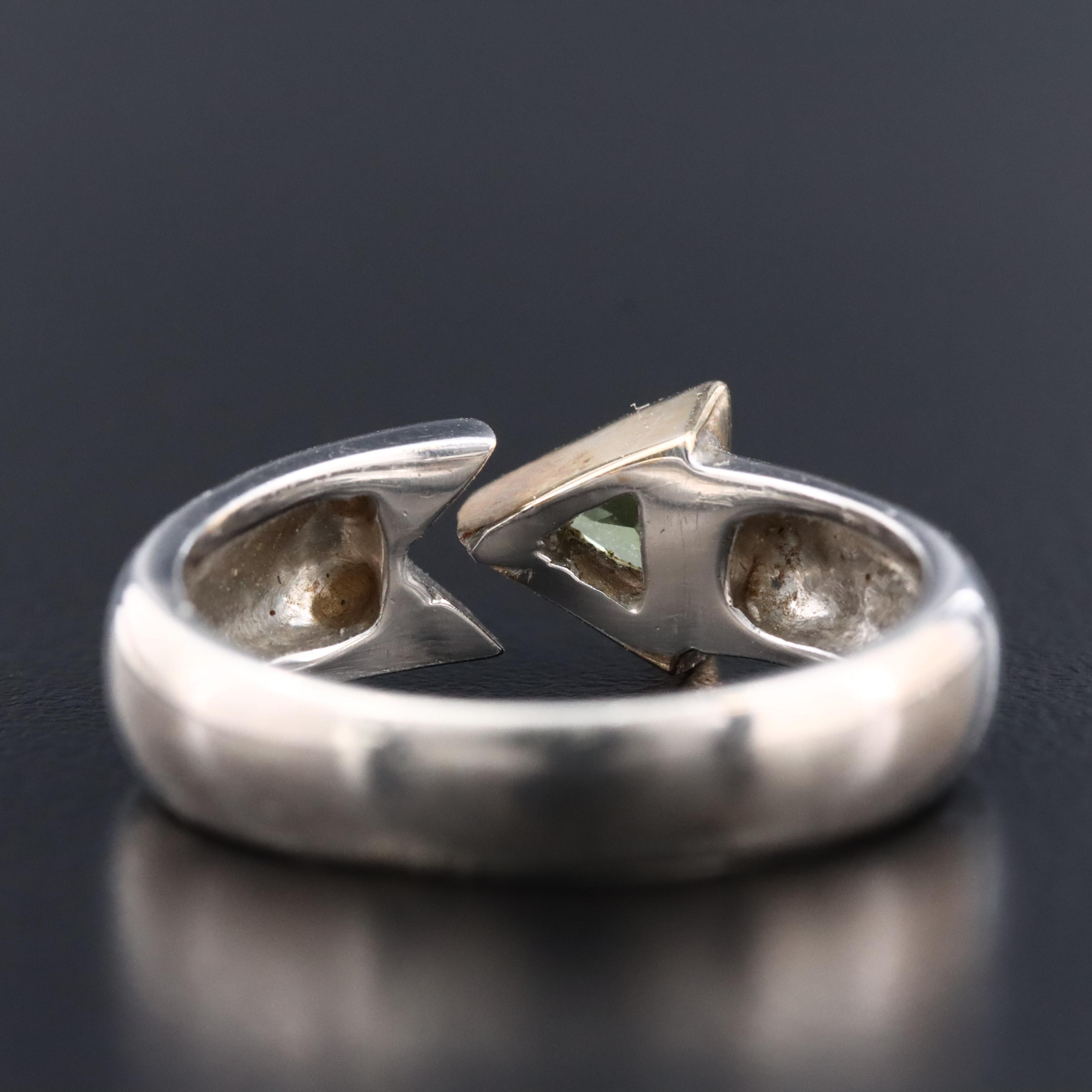 Sterling Peridot Arrow Ring with 14K Accent
