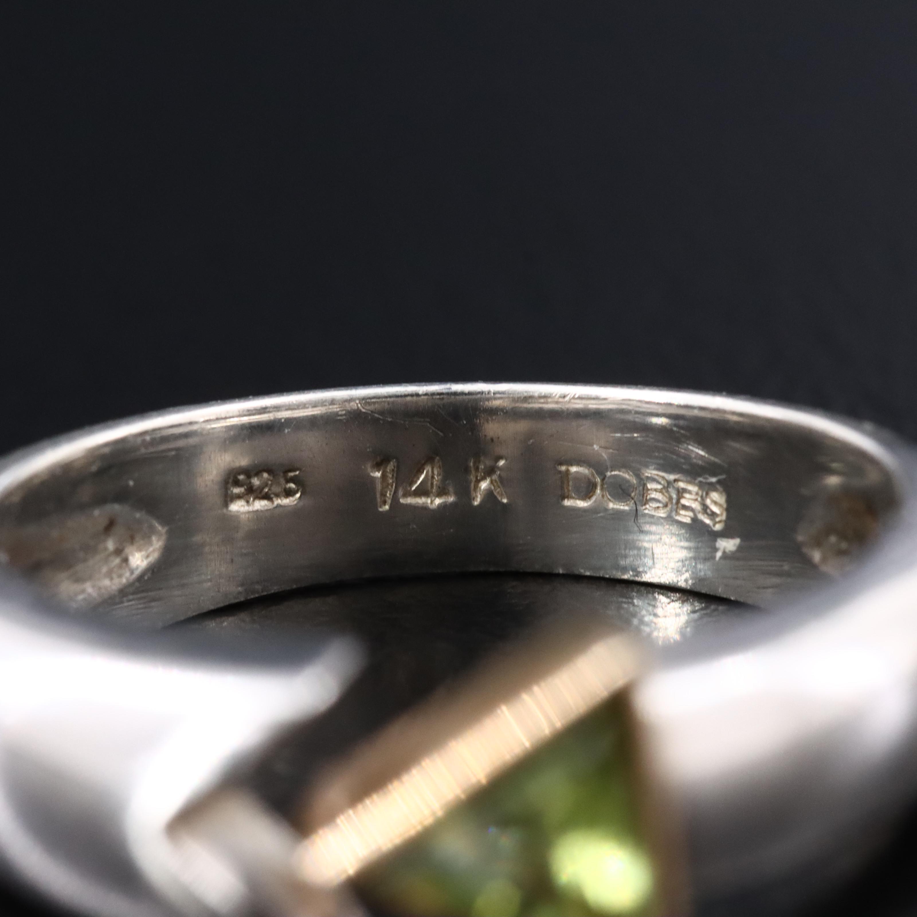 Sterling Peridot Arrow Ring with 14K Accent