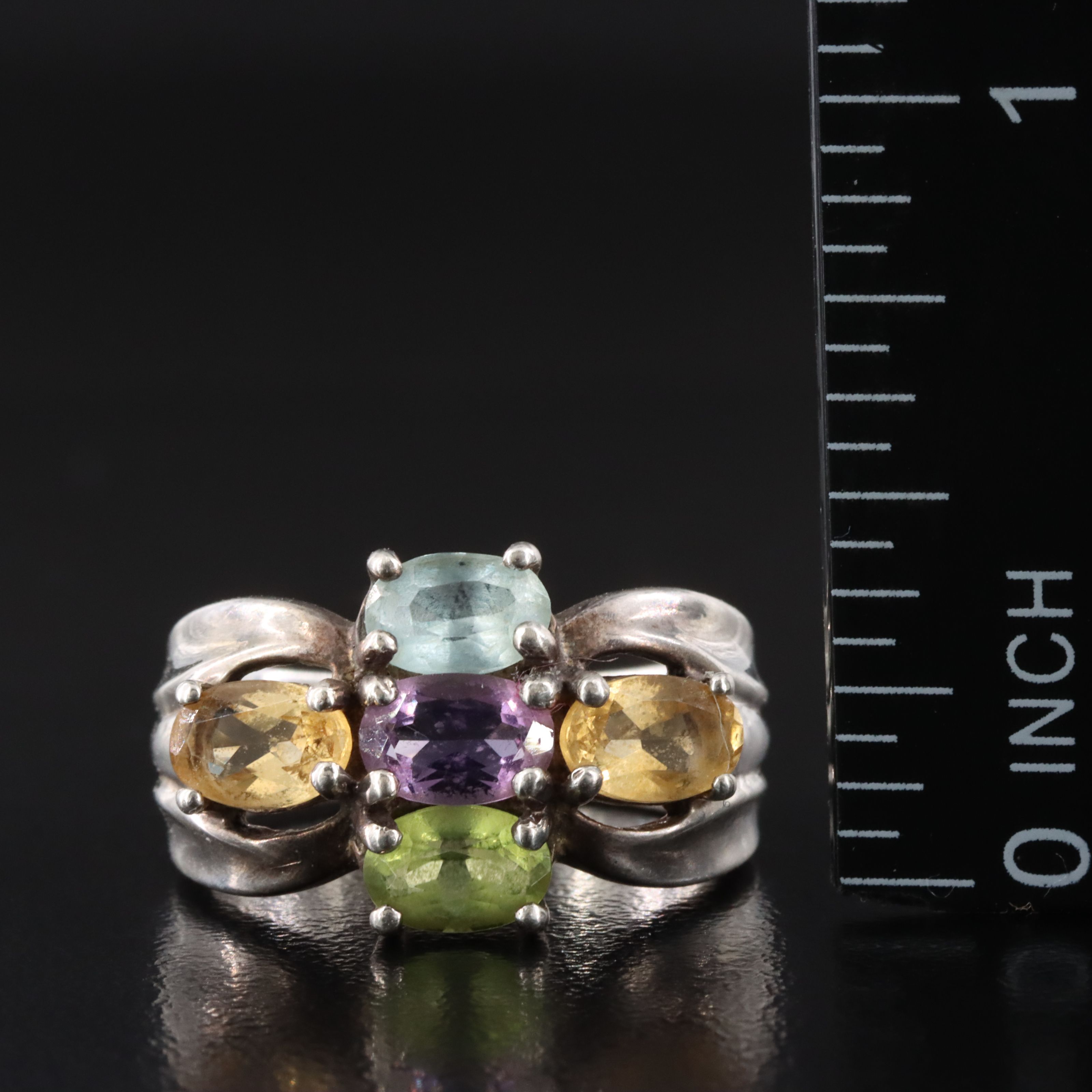 Sterling Gemstone Ring Including Amethyst, Citrine and Peridot
