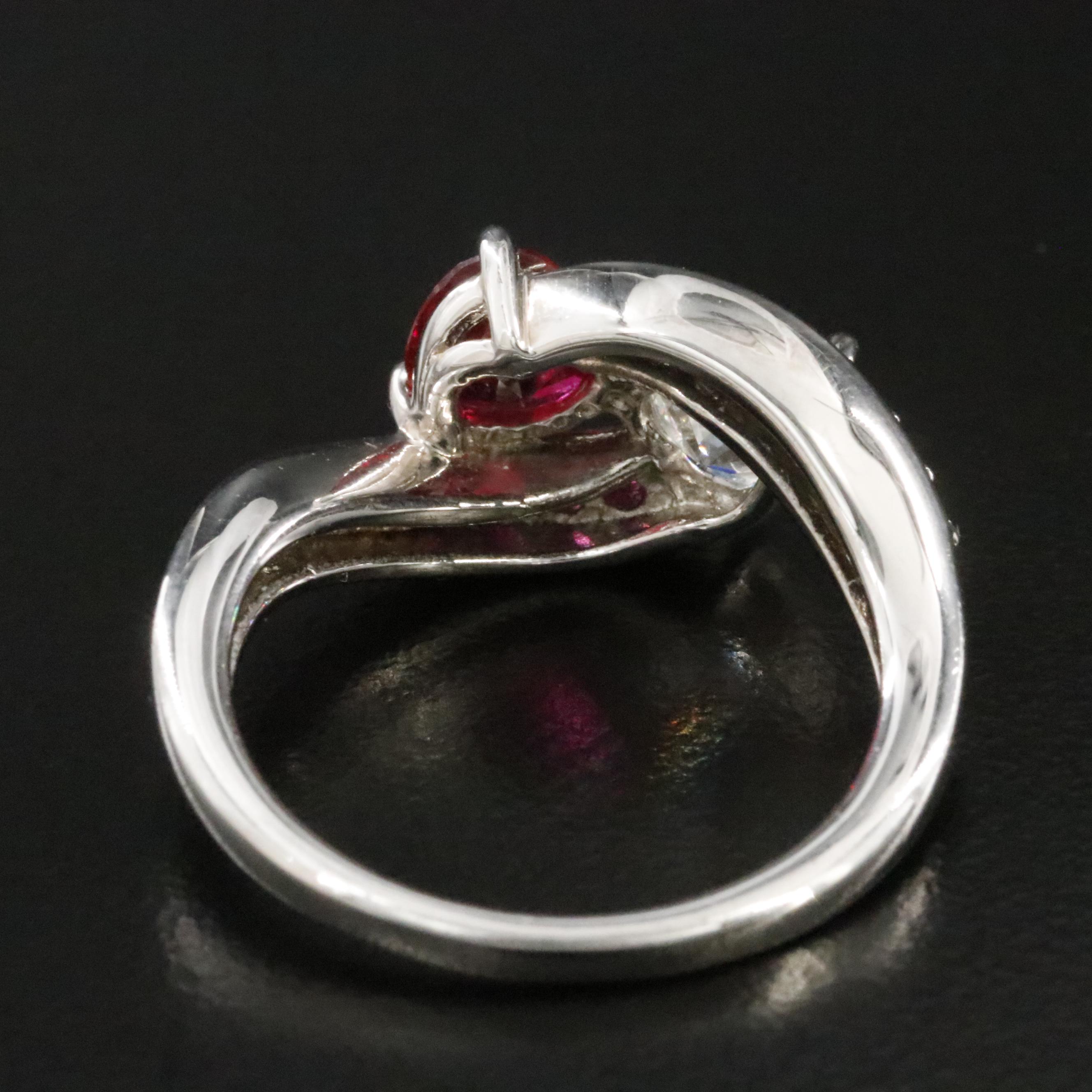 Sterling Ruby and CZ Toi et Moi Style Ring