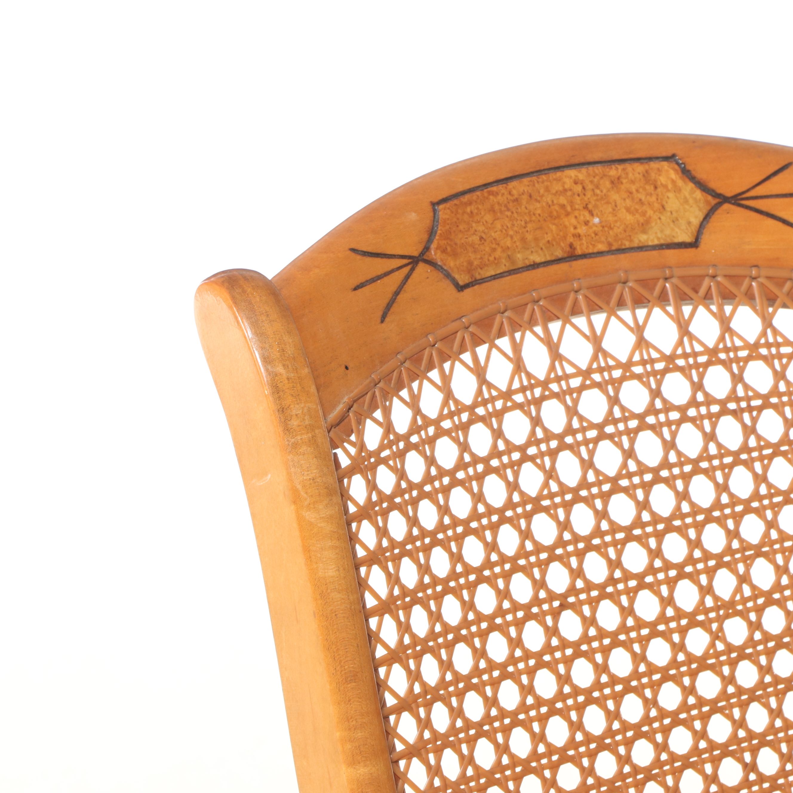 Eastlake Style Rocking and Jacobean Revival Style Cane Bottom Dining Chairs