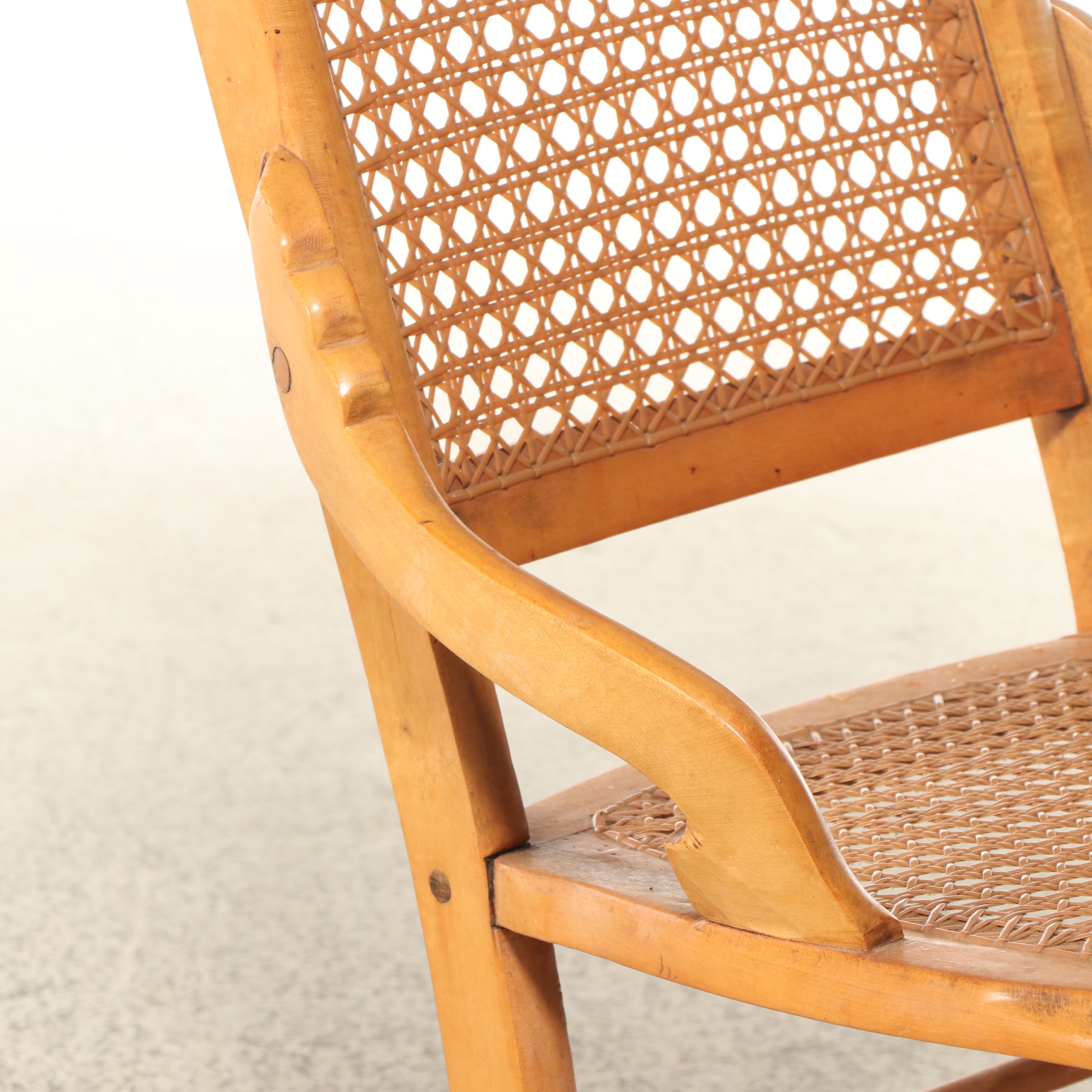 Eastlake Style Rocking and Jacobean Revival Style Cane Bottom Dining Chairs