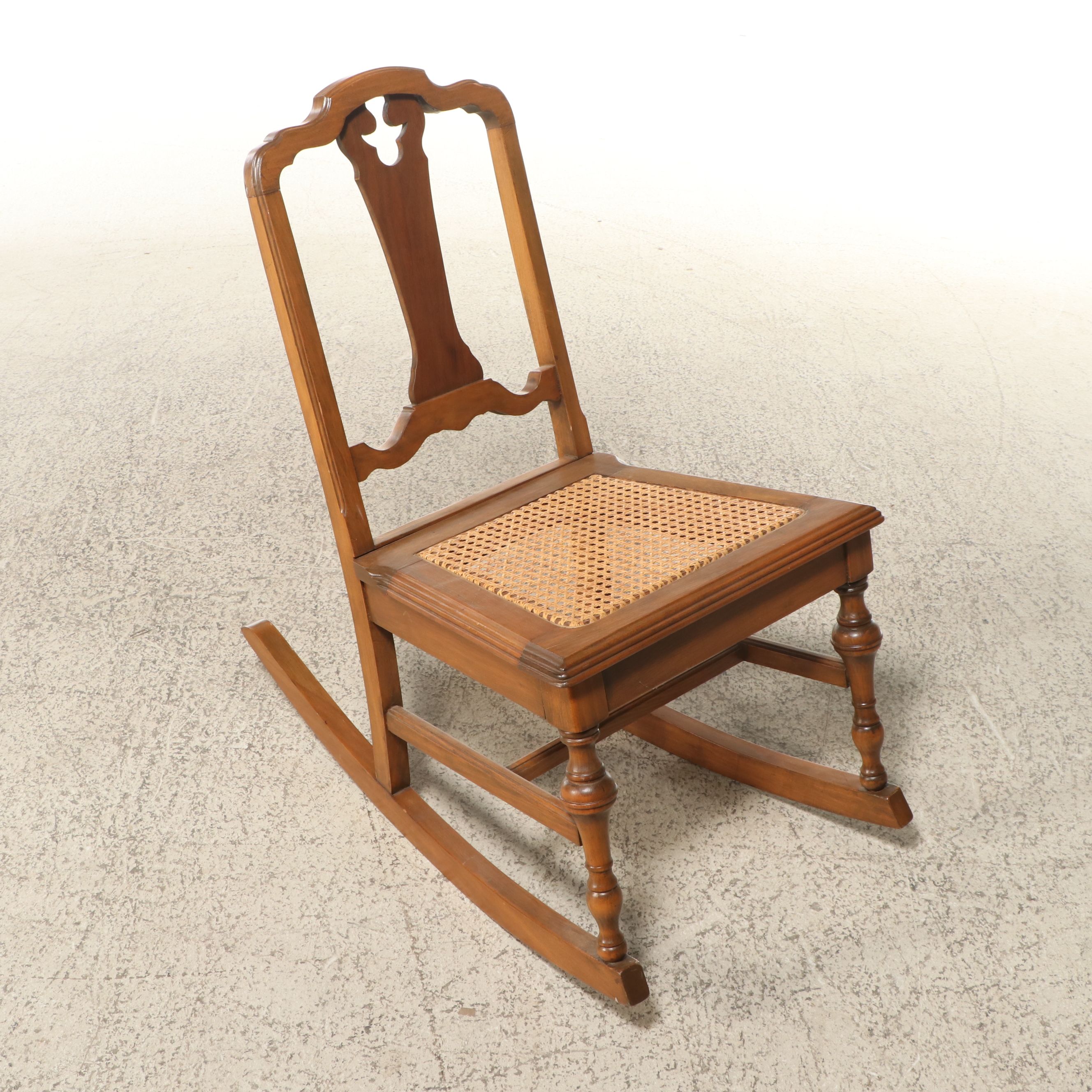 Eastlake Style Rocking and Jacobean Revival Style Cane Bottom Dining Chairs