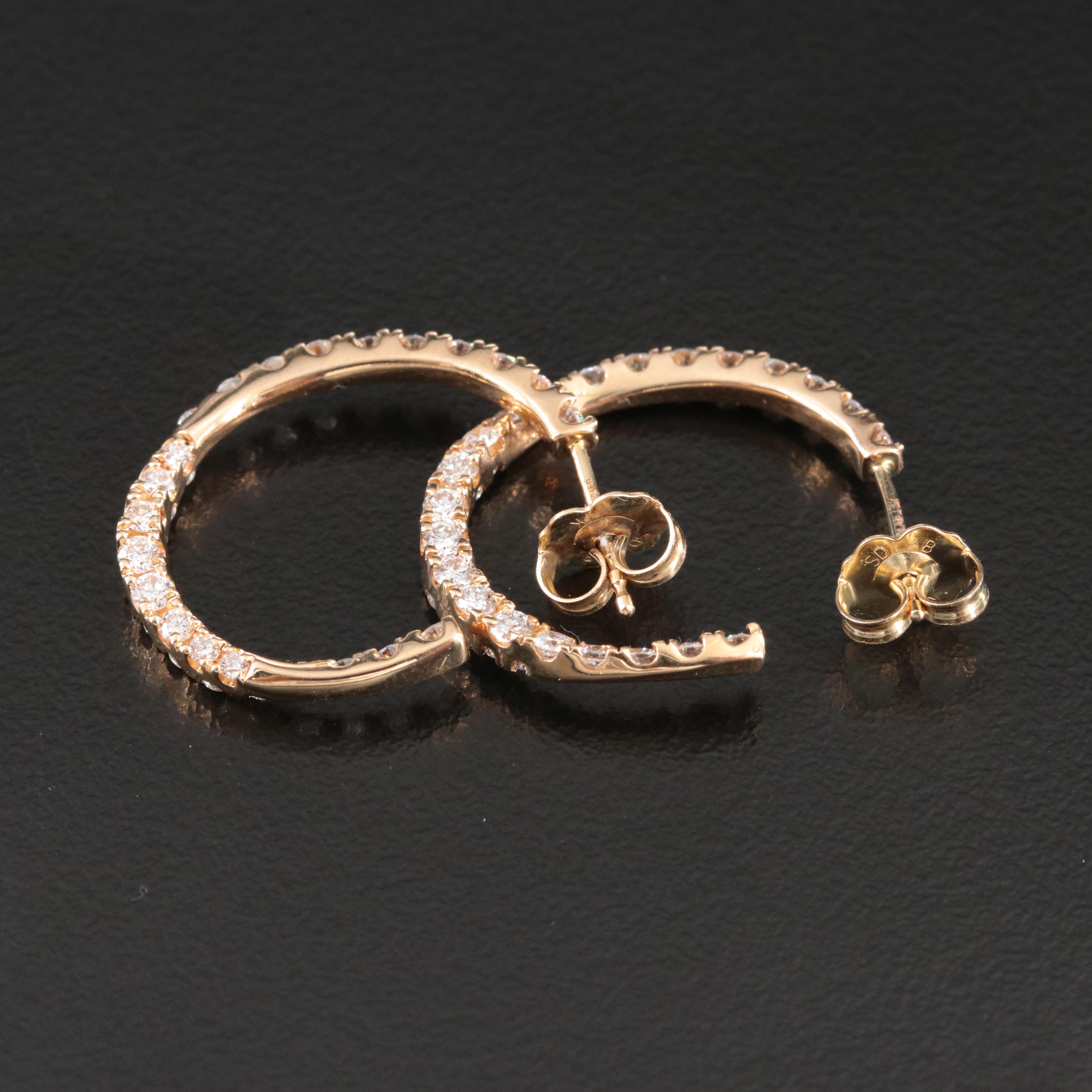 14K 1.50 CTW Lab Grown Diamond Half Hoop Earrings