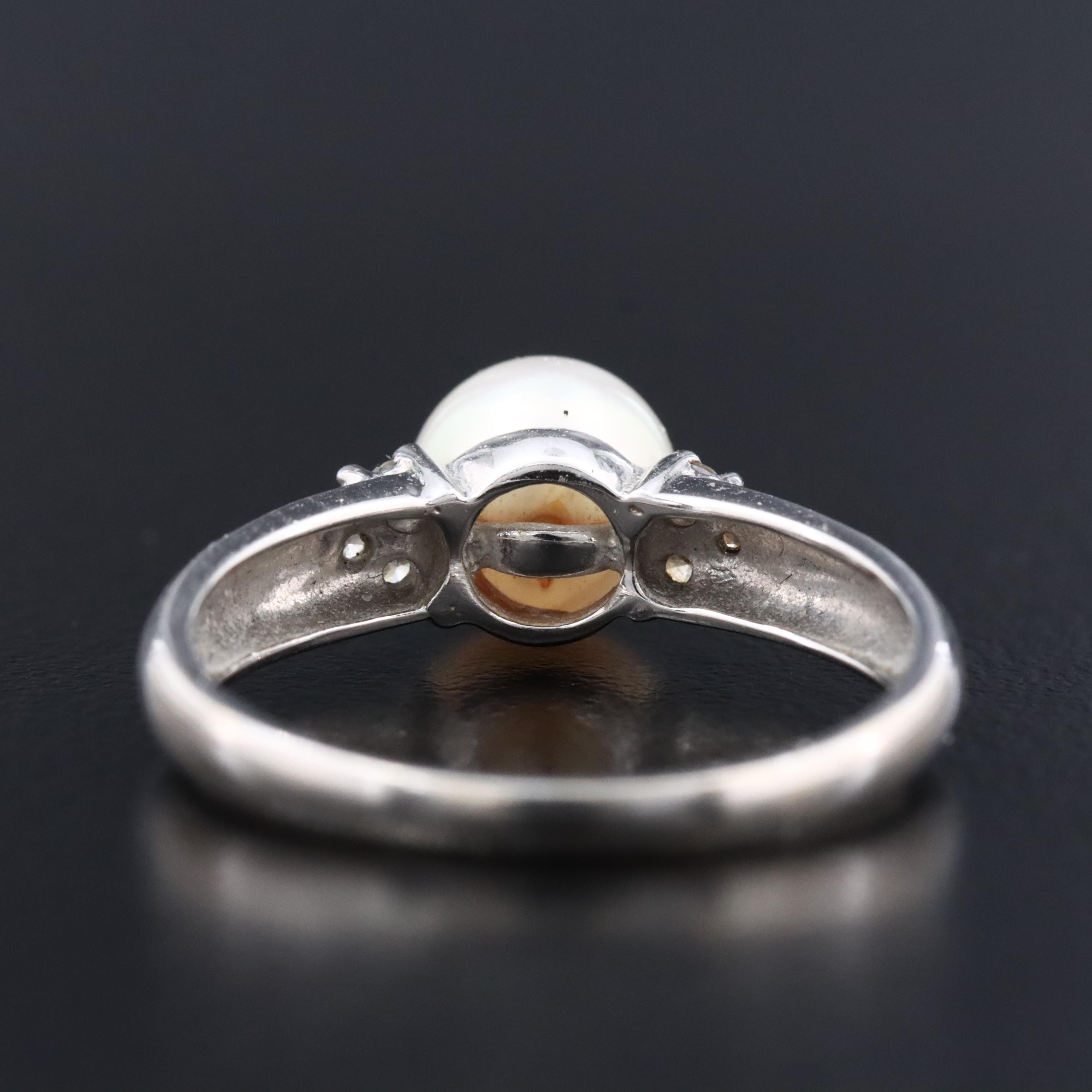 14K Pearl and Diamond Ring