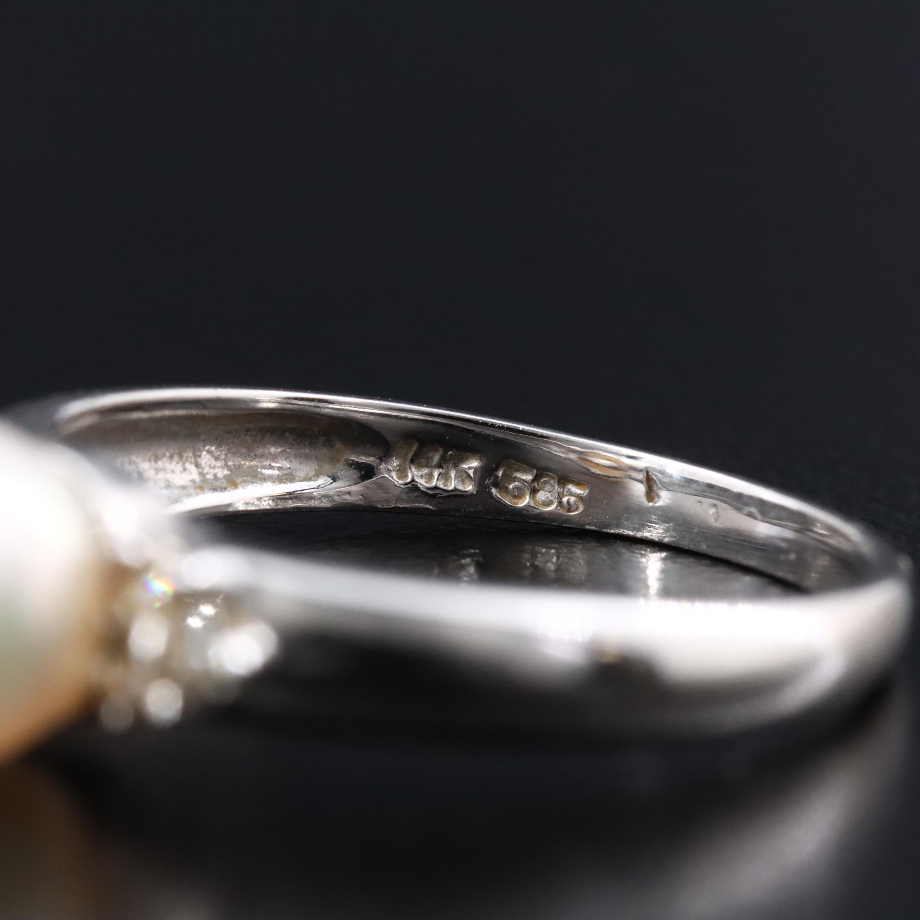 14K Pearl and Diamond Ring