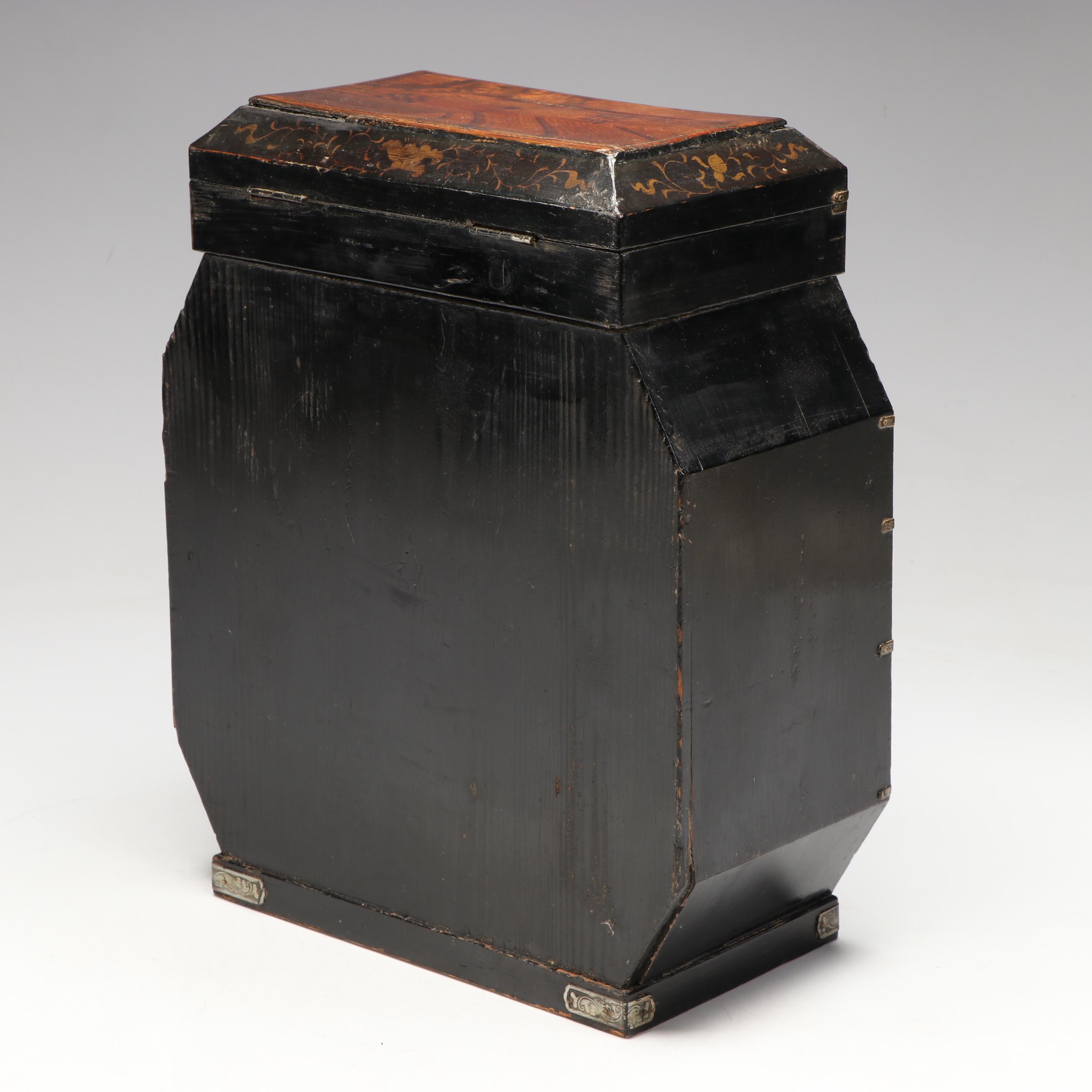 Abalone Inlaid with Rosewood and Exotic Woods Jewelry Box, Antique