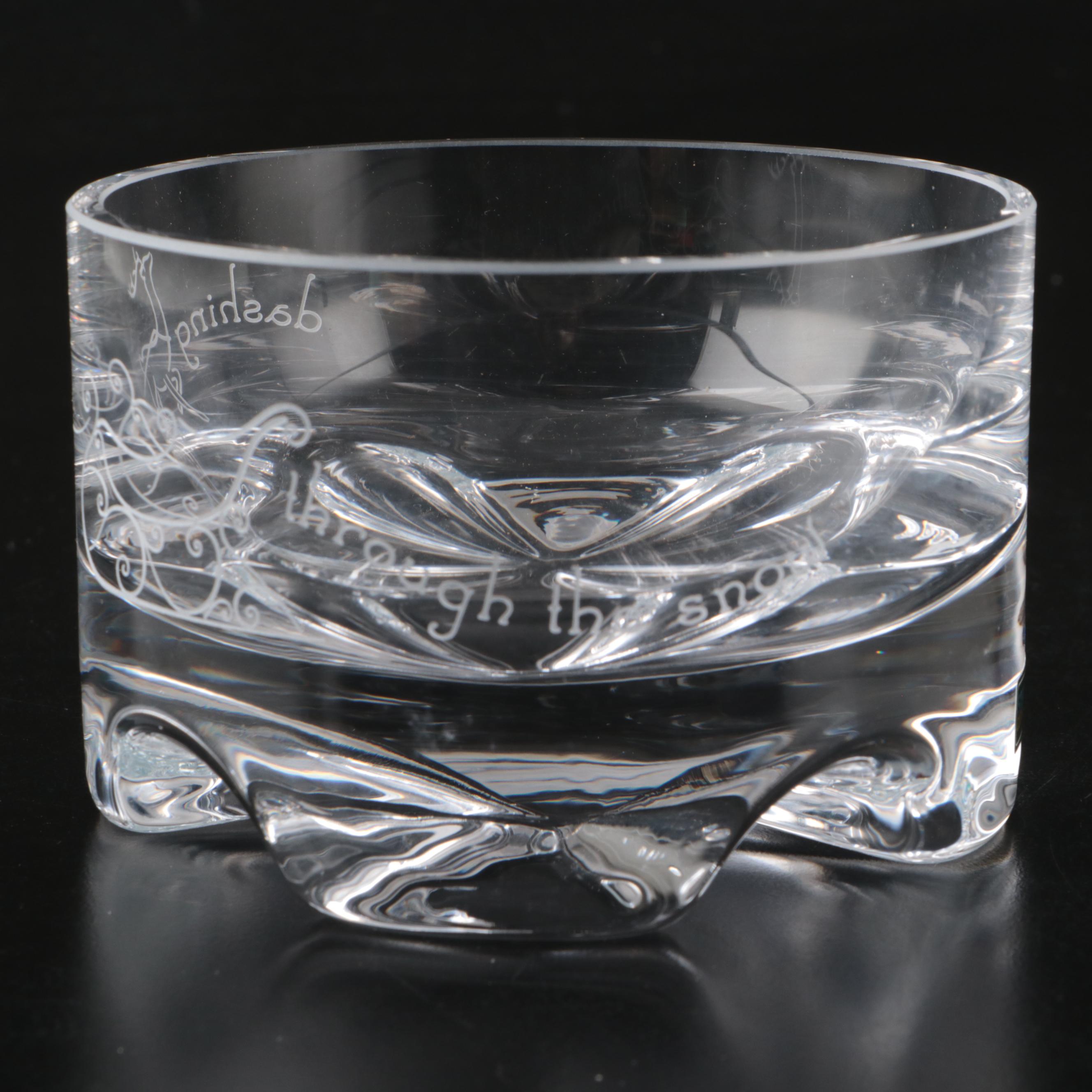 Sterling Cut Glass "Dashing Through the Snow" Christmas Bowl