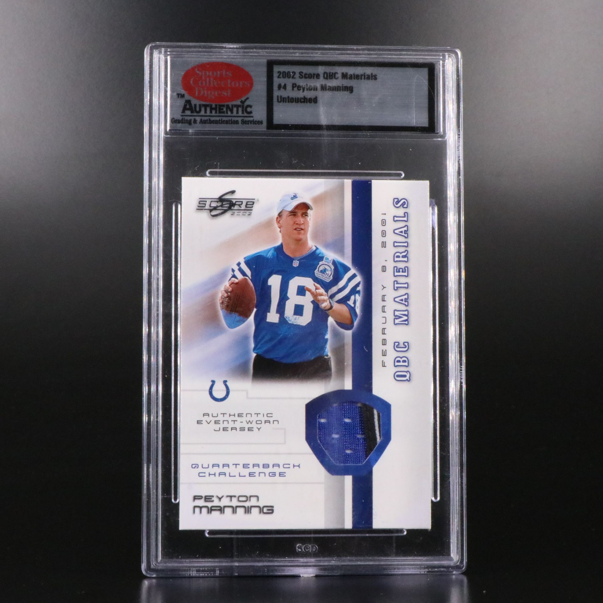 Joe Burrow Slabbed Rookie Football Cards with Peyton Manning Relic Card