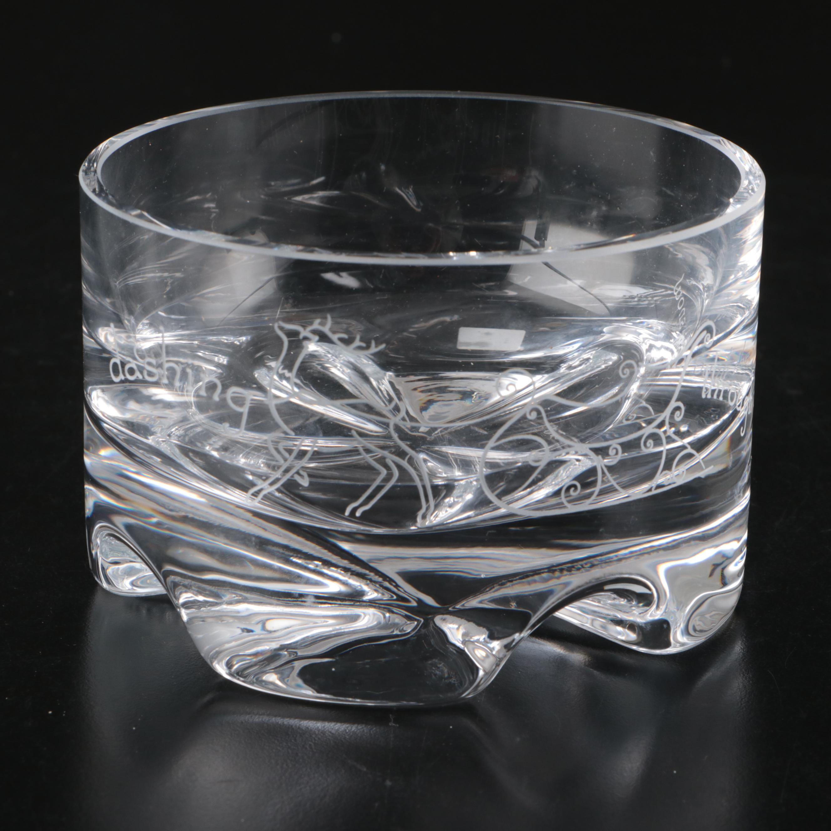 Sterling Cut Glass "Dashing Through the Snow" Christmas Bowl