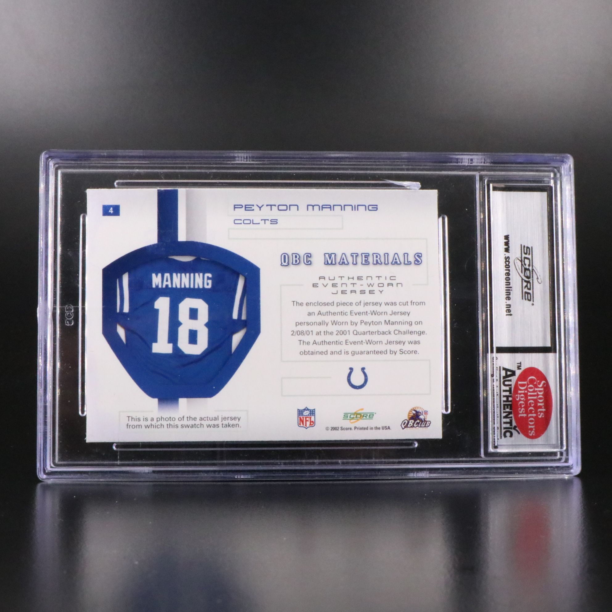 Joe Burrow Slabbed Rookie Football Cards with Peyton Manning Relic Card