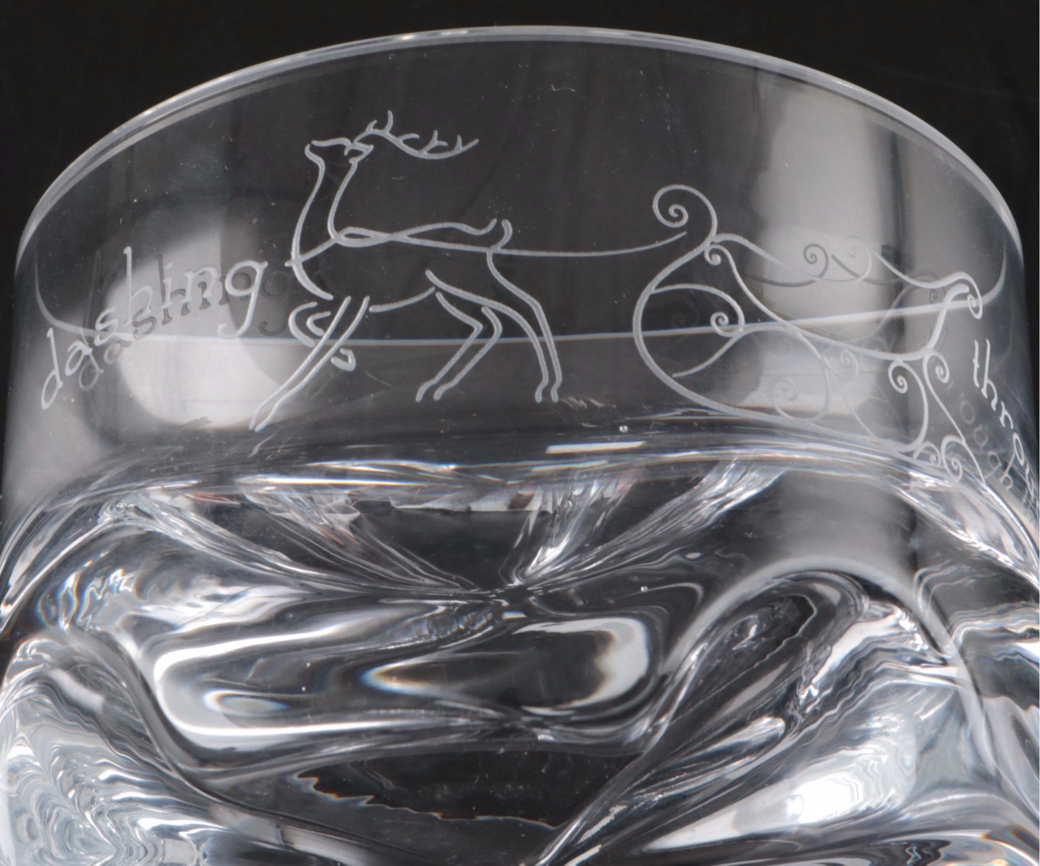 Sterling Cut Glass "Dashing Through the Snow" Christmas Bowl
