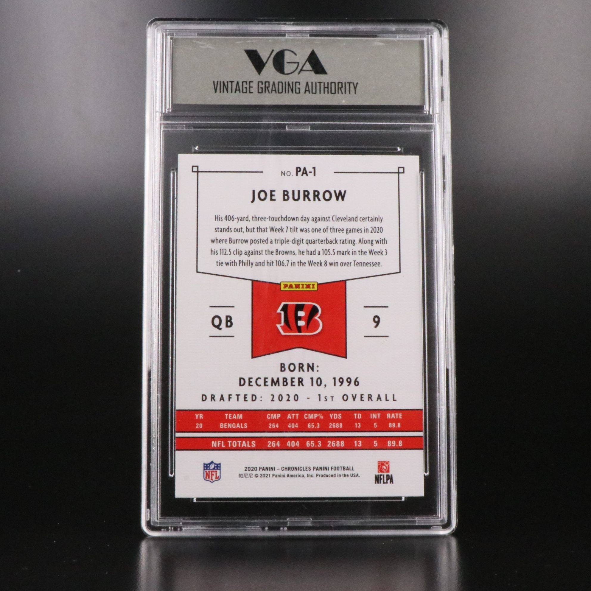 Joe Burrow Slabbed Rookie Football Cards with Peyton Manning Relic Card