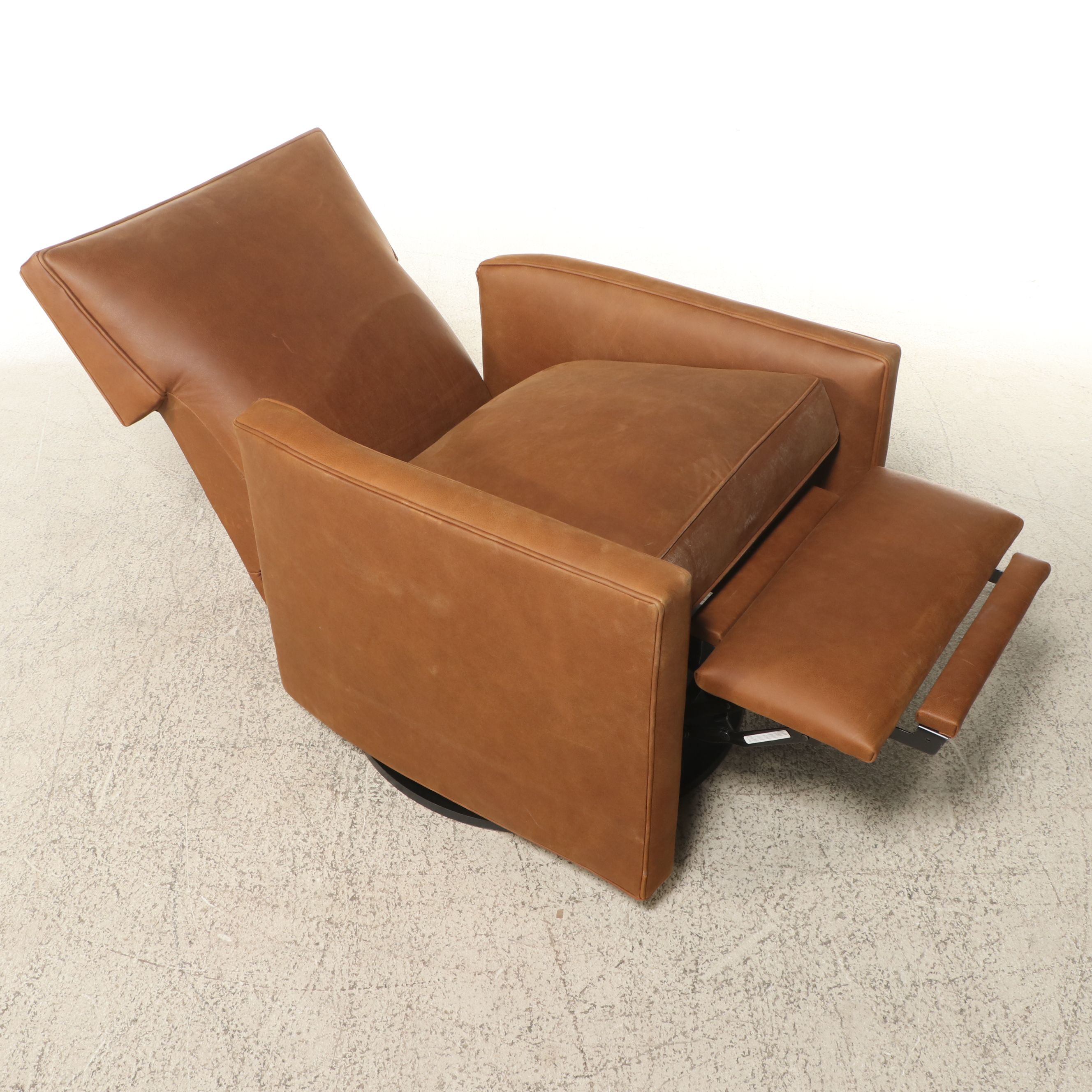 Arhaus Contemporary "Pecan" Leather Upholstered Recliner