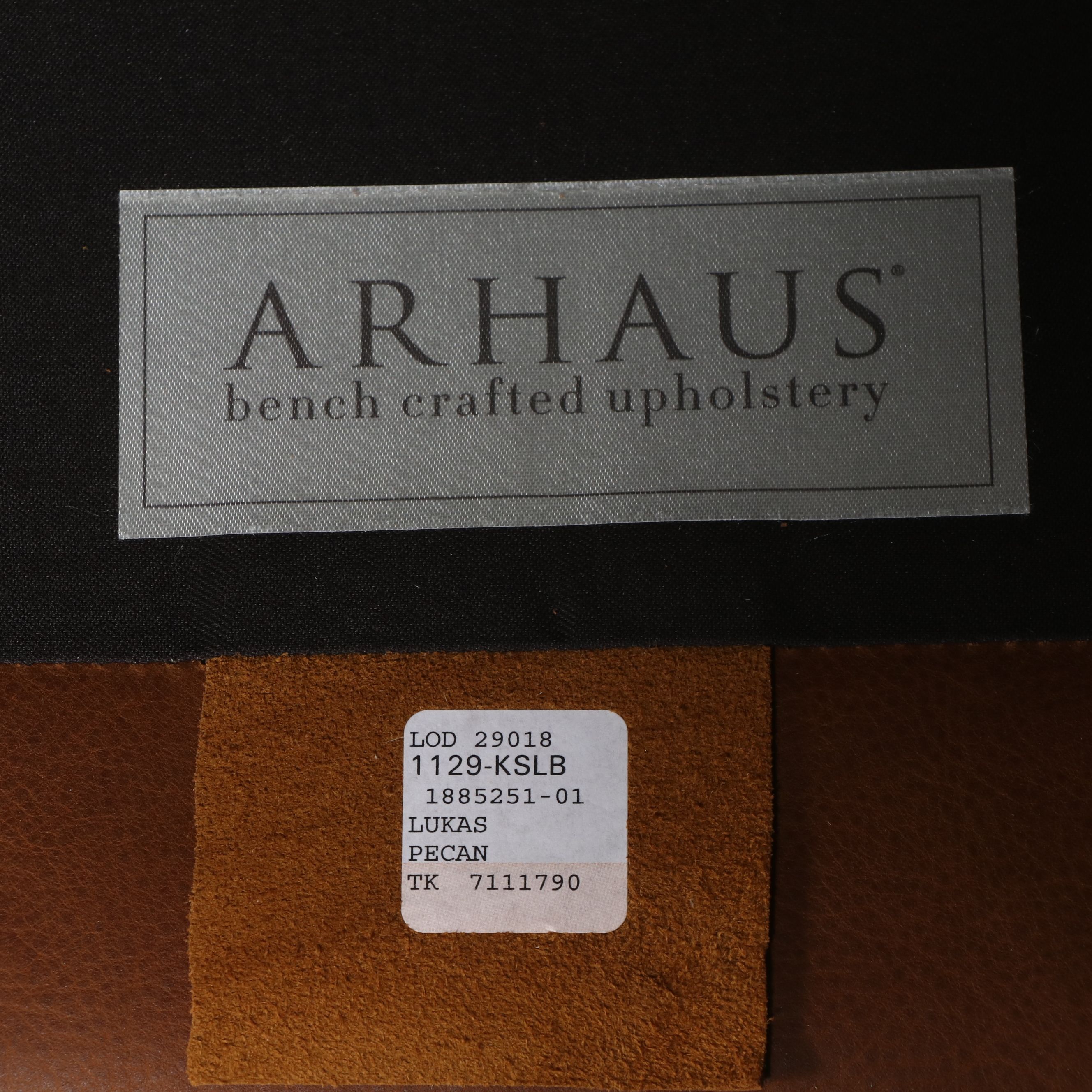 Arhaus Contemporary "Pecan" Leather Upholstered Recliner