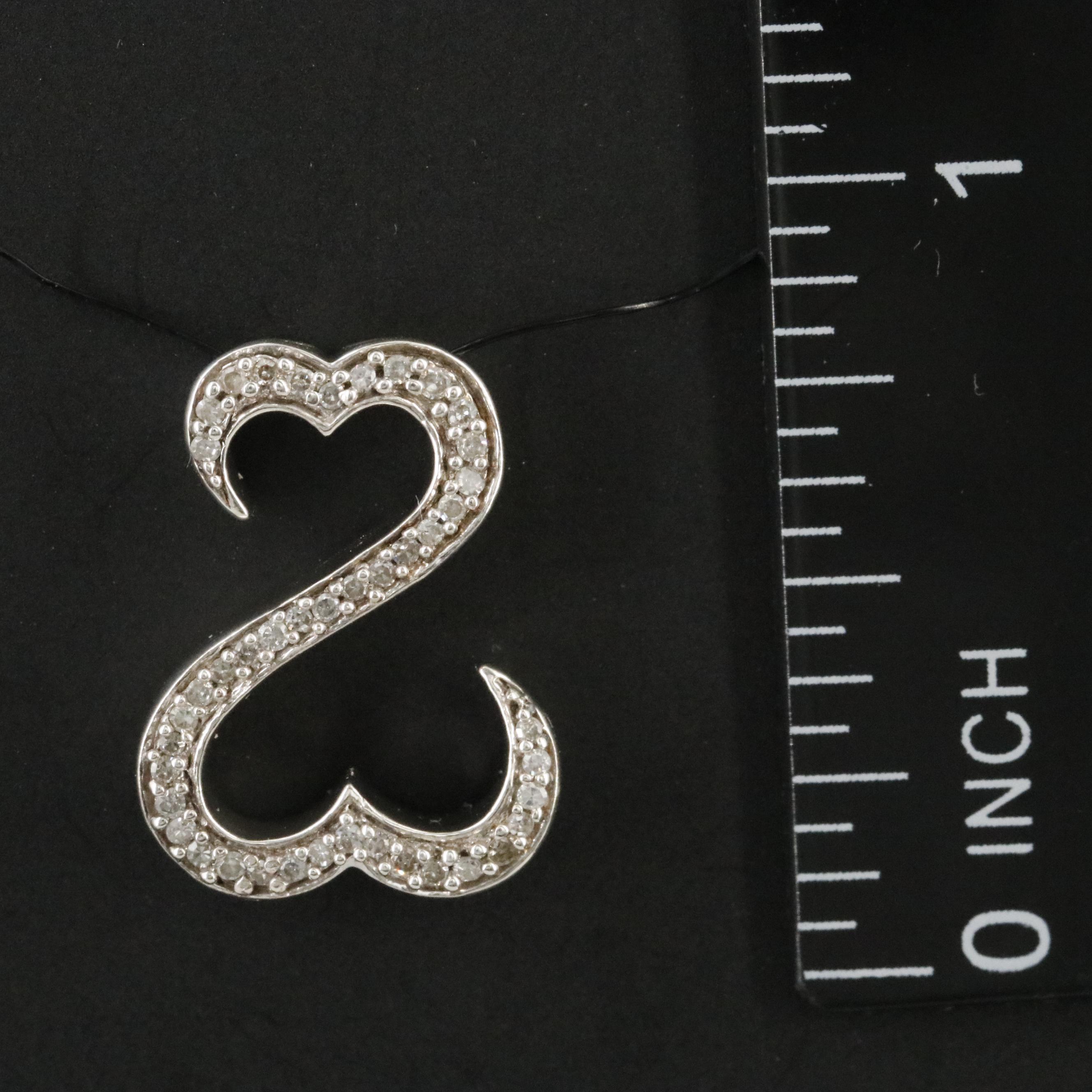 Sterling Diamond Open Heart Pendant