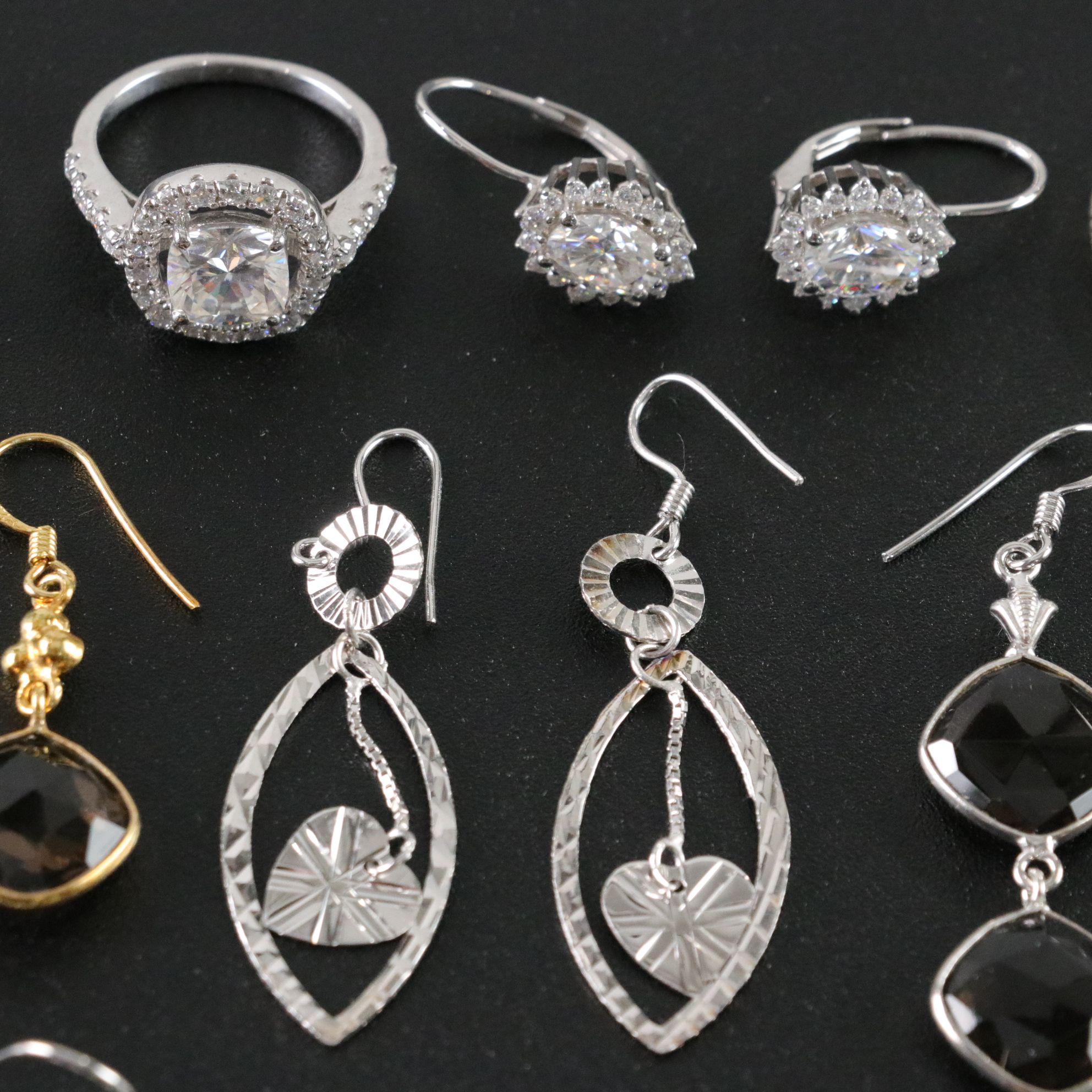 14 Assorted Sterling Silver Rings, Necklaces and Earrings