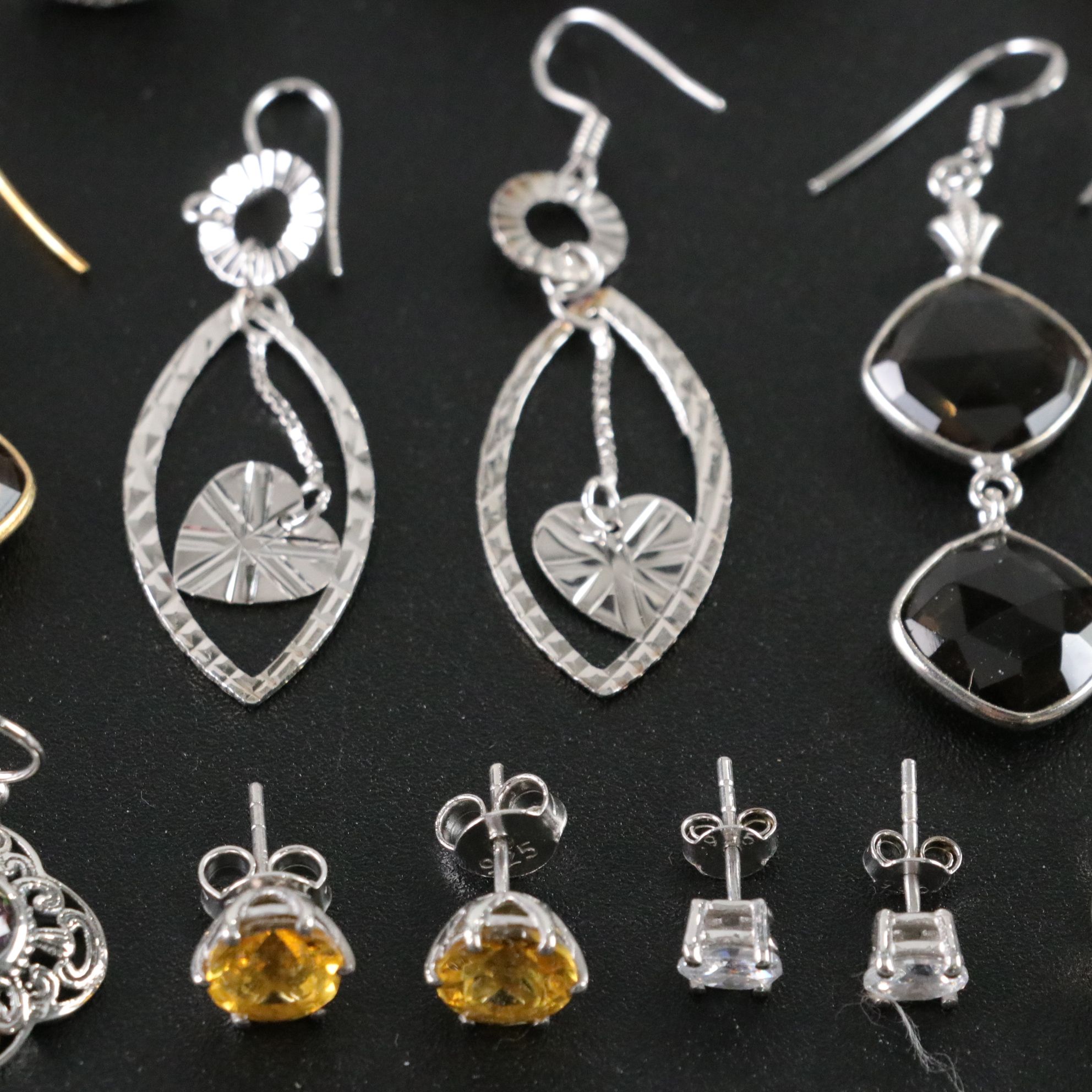 14 Assorted Sterling Silver Rings, Necklaces and Earrings