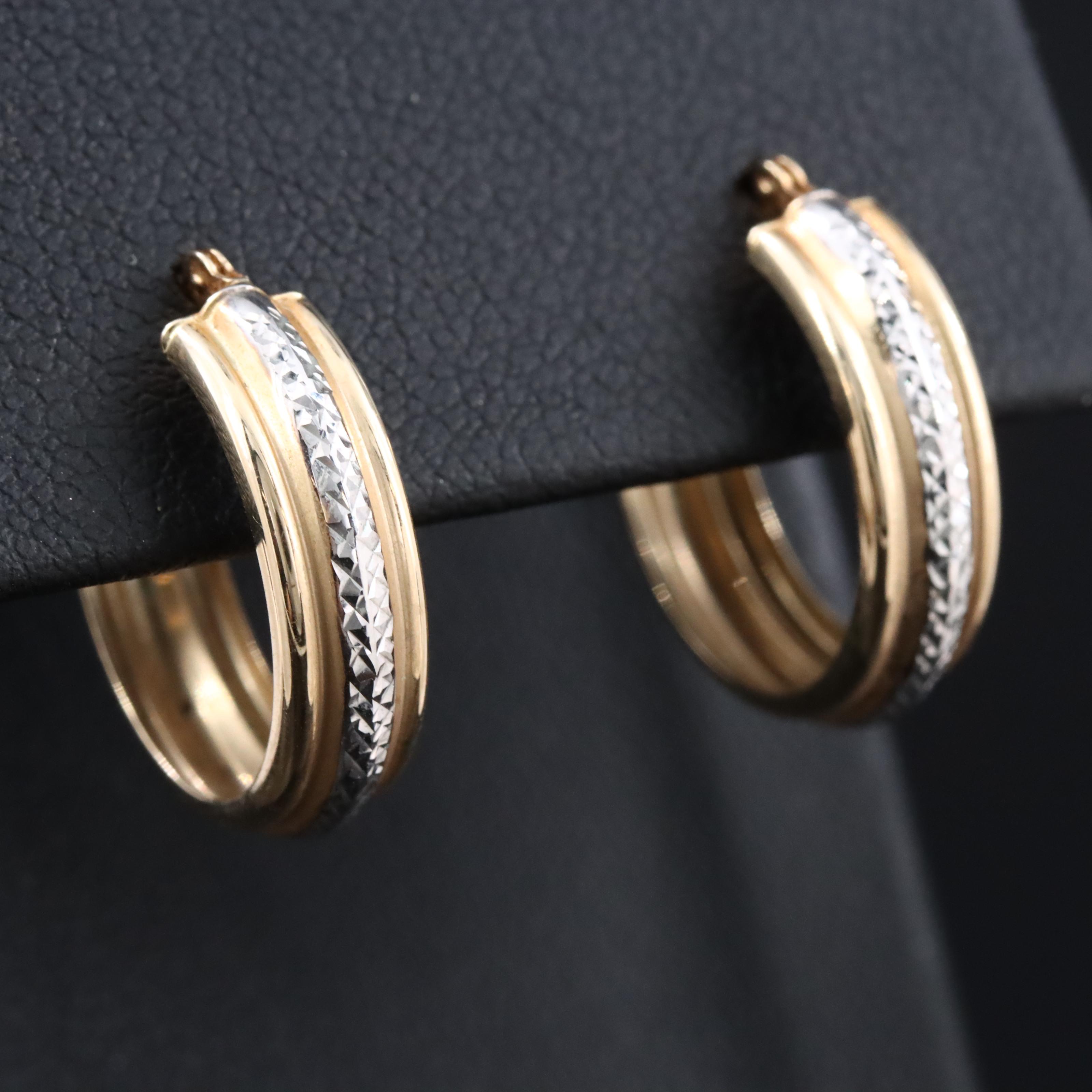 10K Two-Tone Hoop Earrings