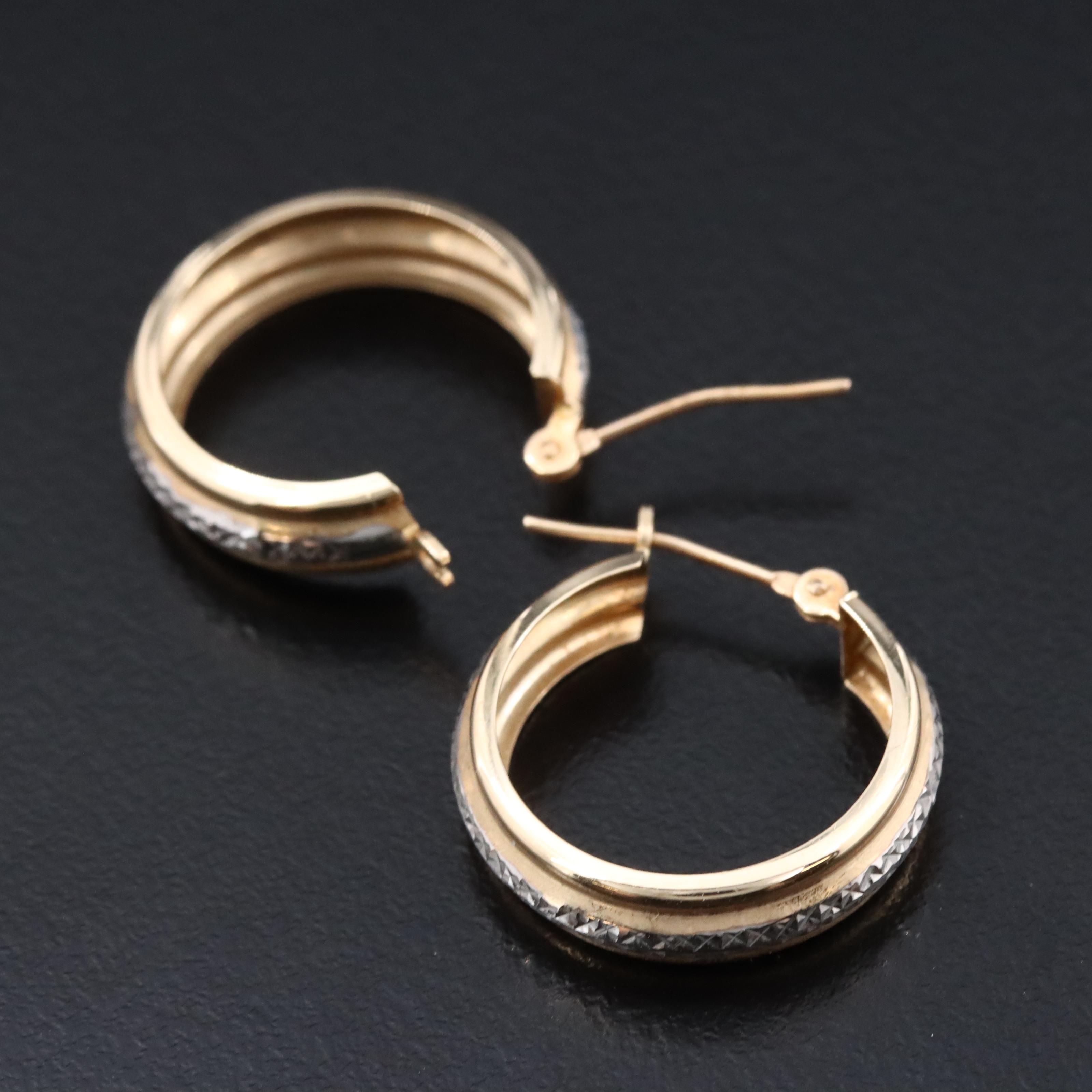 10K Two-Tone Hoop Earrings
