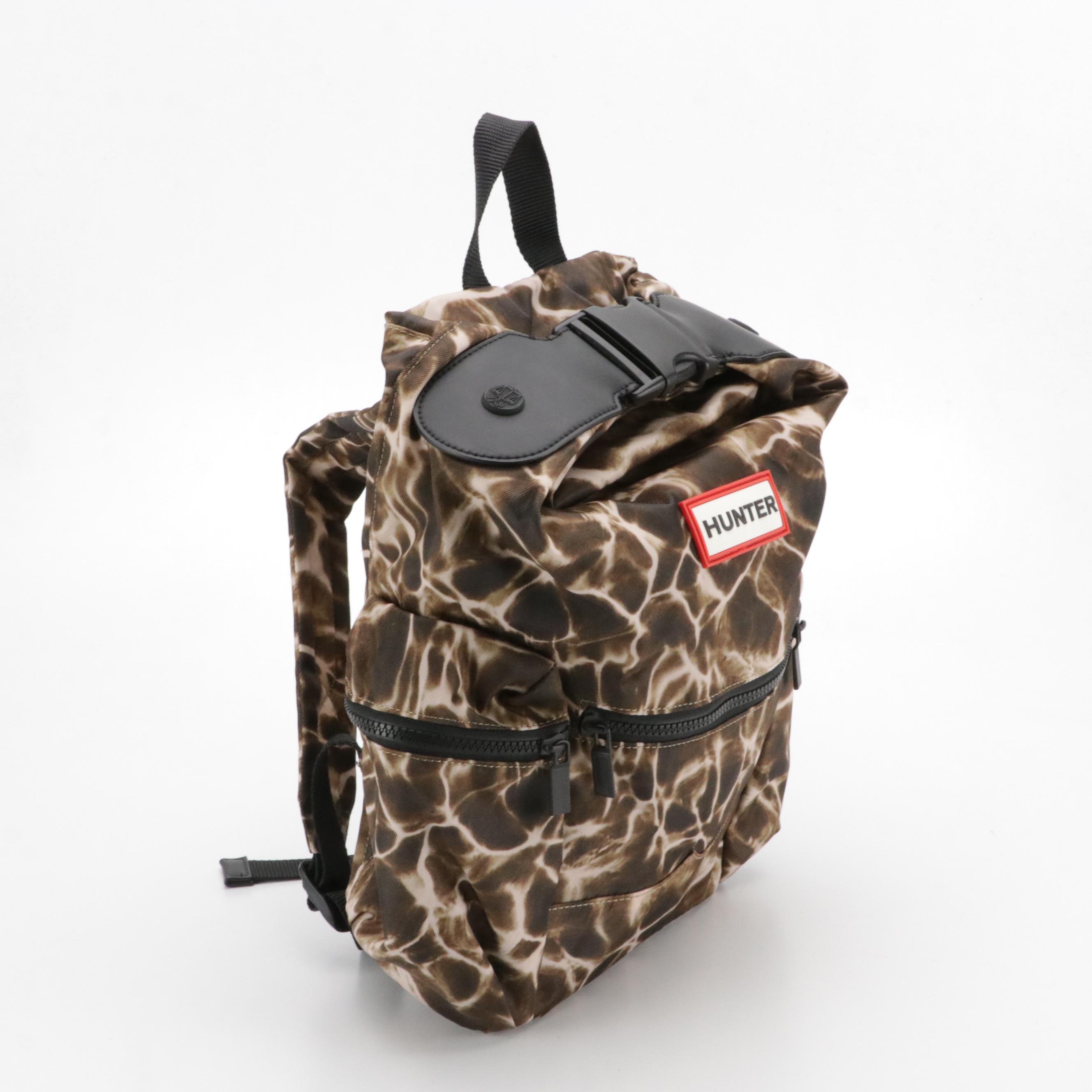Hunter Top Clip Backpack in Water Print Nylon Canvas with Tumi Dust Bags