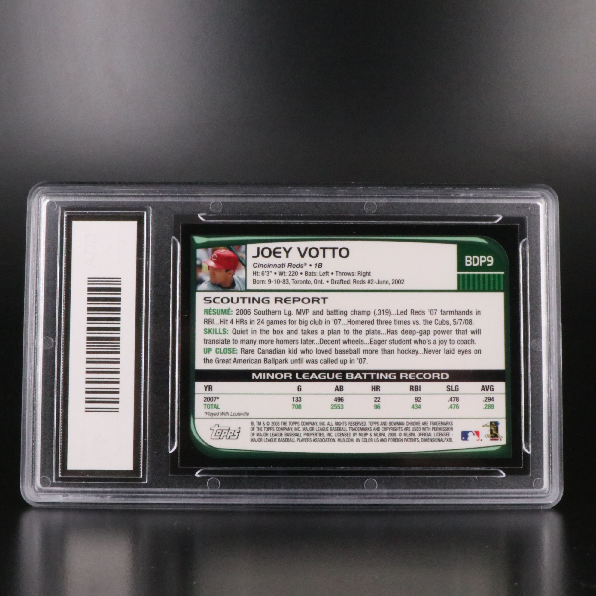 Slabbed Joey Votto Cincinnati Reds Prospect and Rookie Baseball Cards