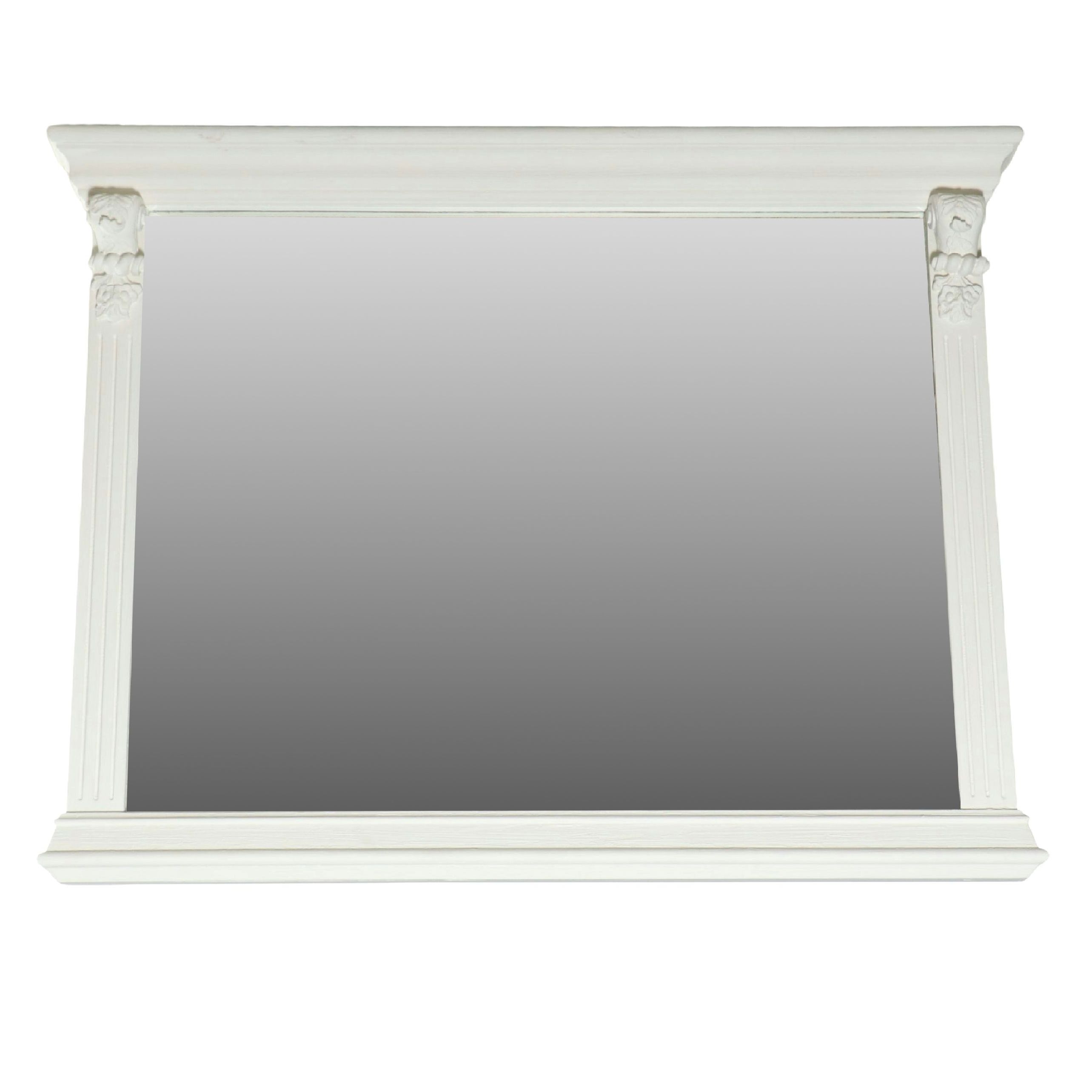 Neoclassical Style White Painted Wood Wall Mirror