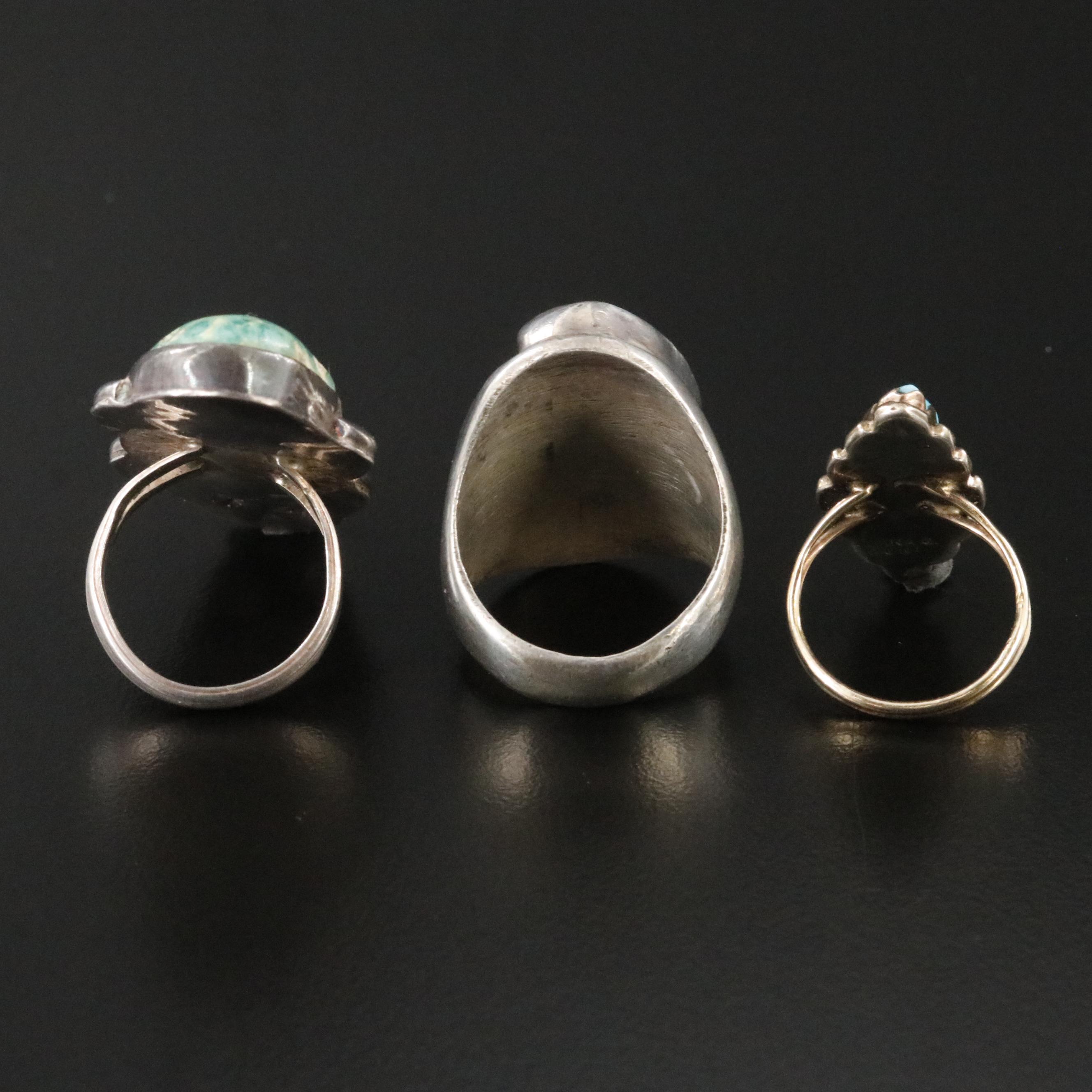 Southwestern Sterling Rings Including Alvina Quam Zuni, Turquoise and Coral