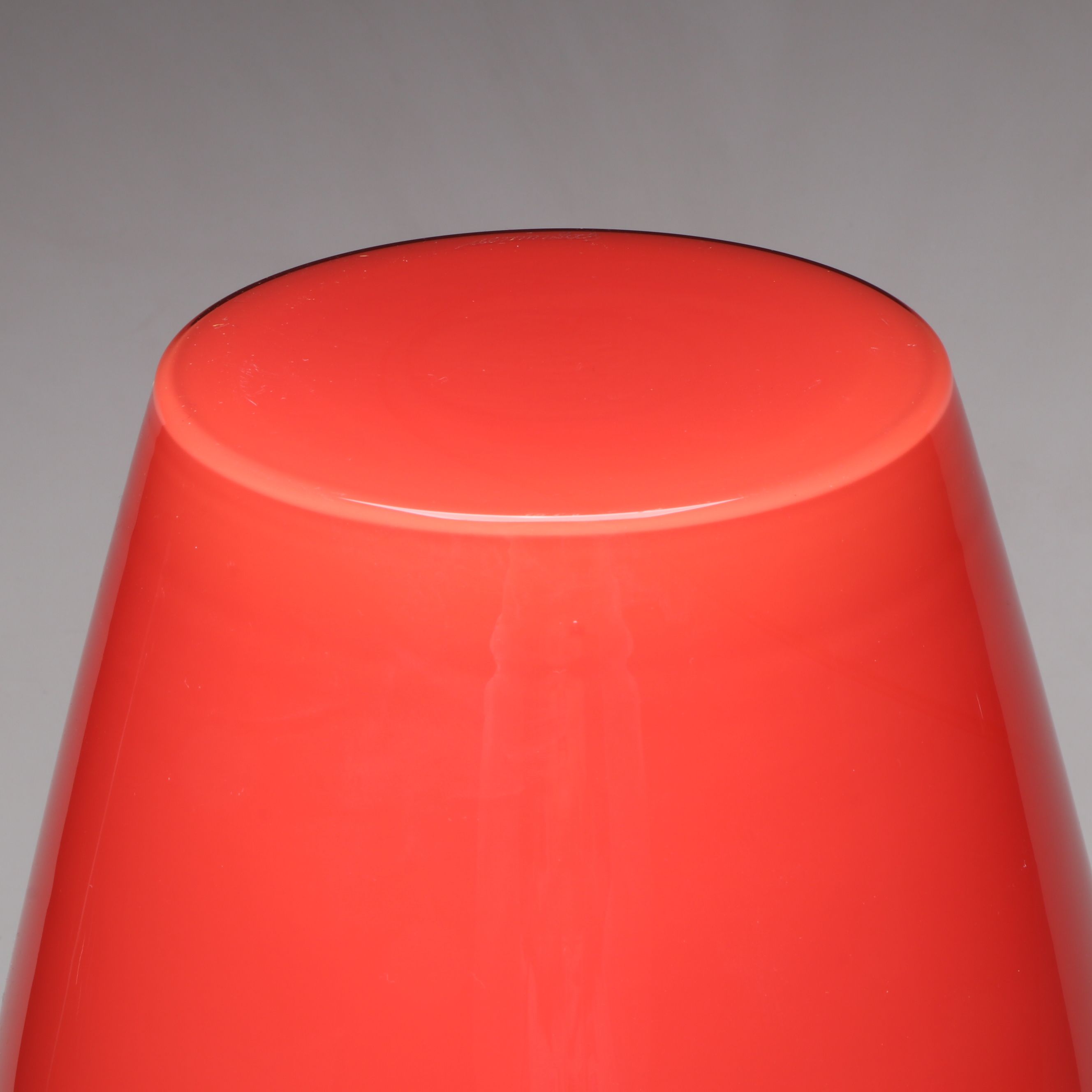 Venini Murano "Labuan" Handblown Red Opaline Art Glass Floor Vase