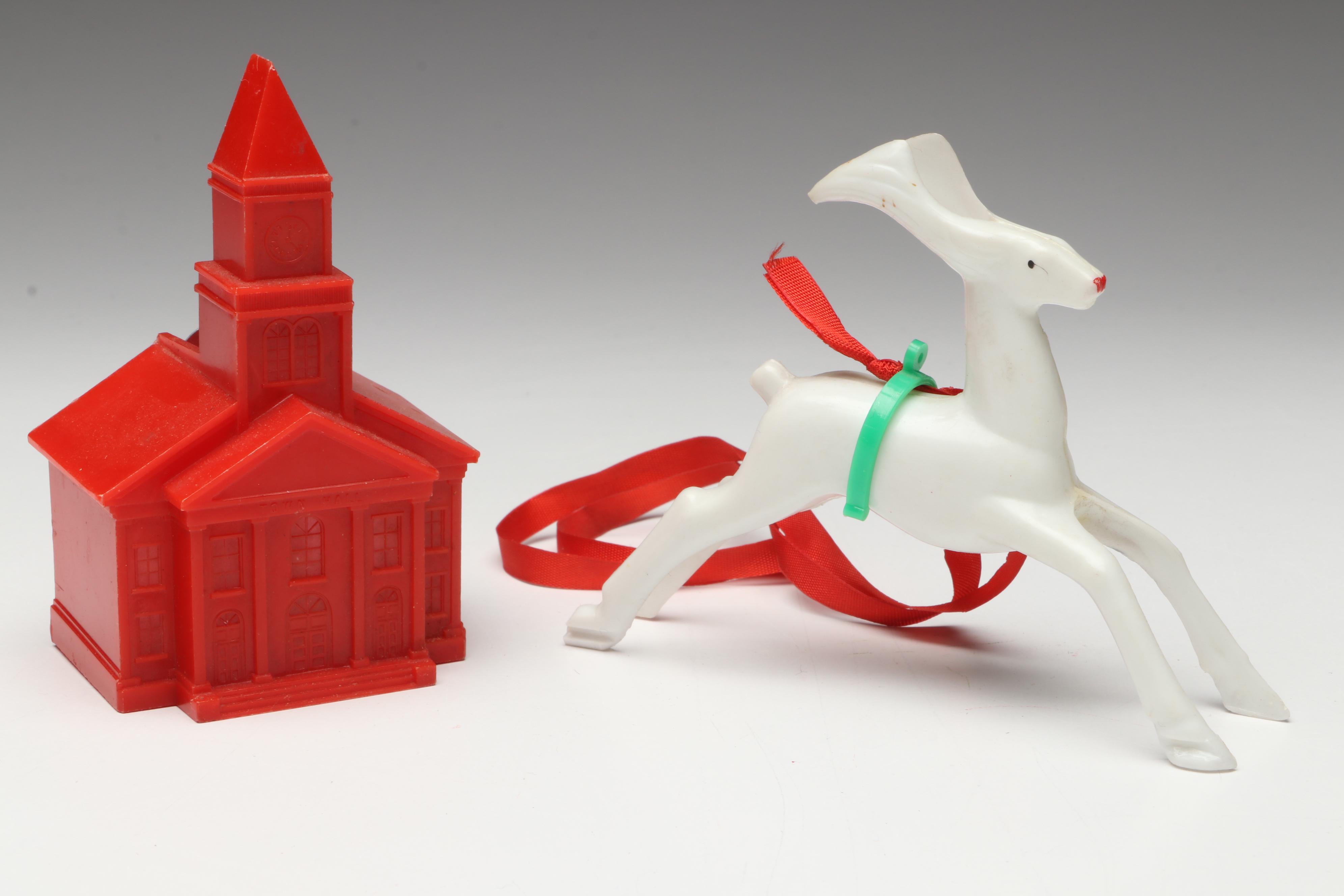 Reindeer Sleigh and Santa Claus Figurines with More Vintage Christmas Décor