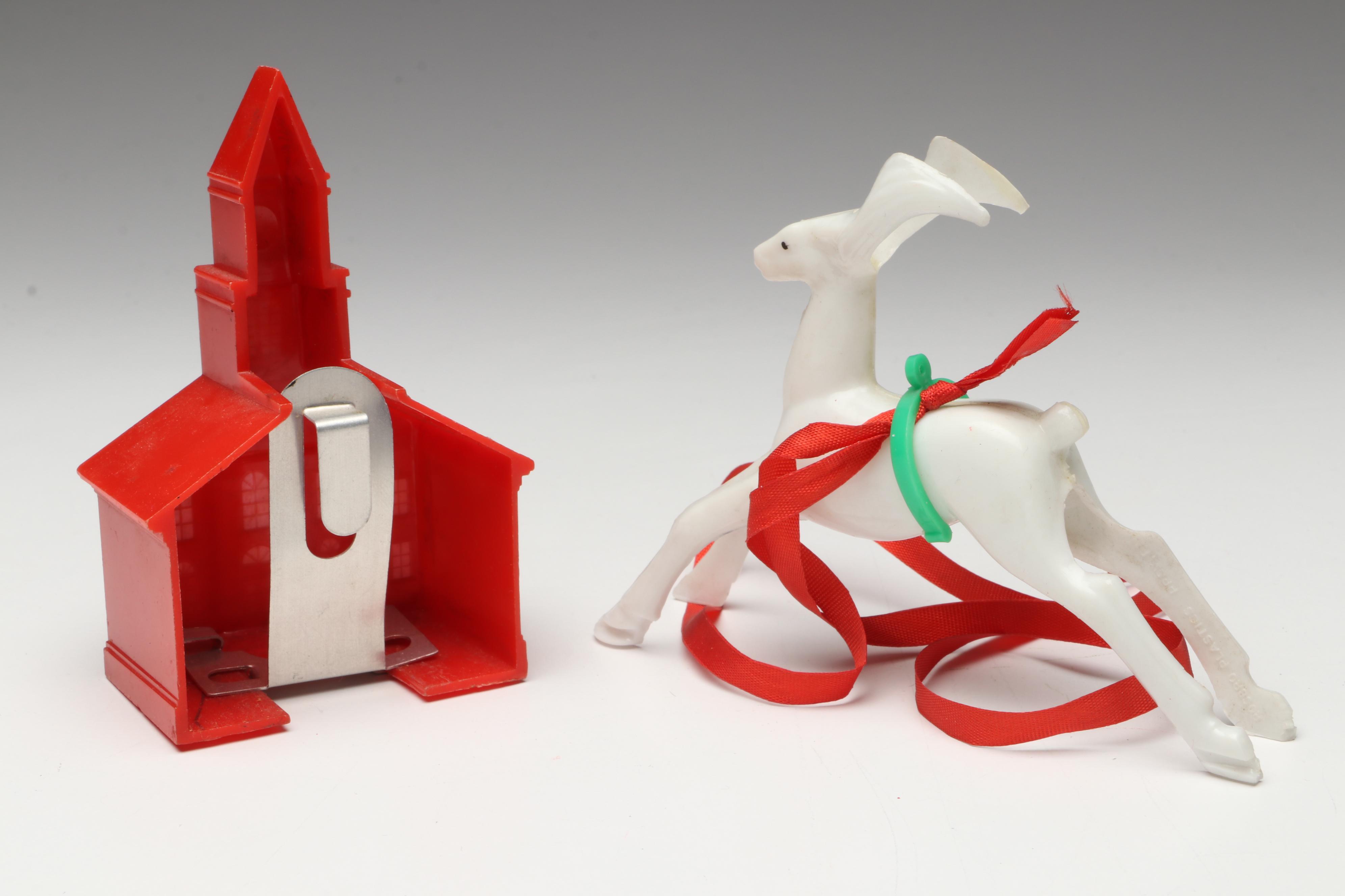 Reindeer Sleigh and Santa Claus Figurines with More Vintage Christmas Décor