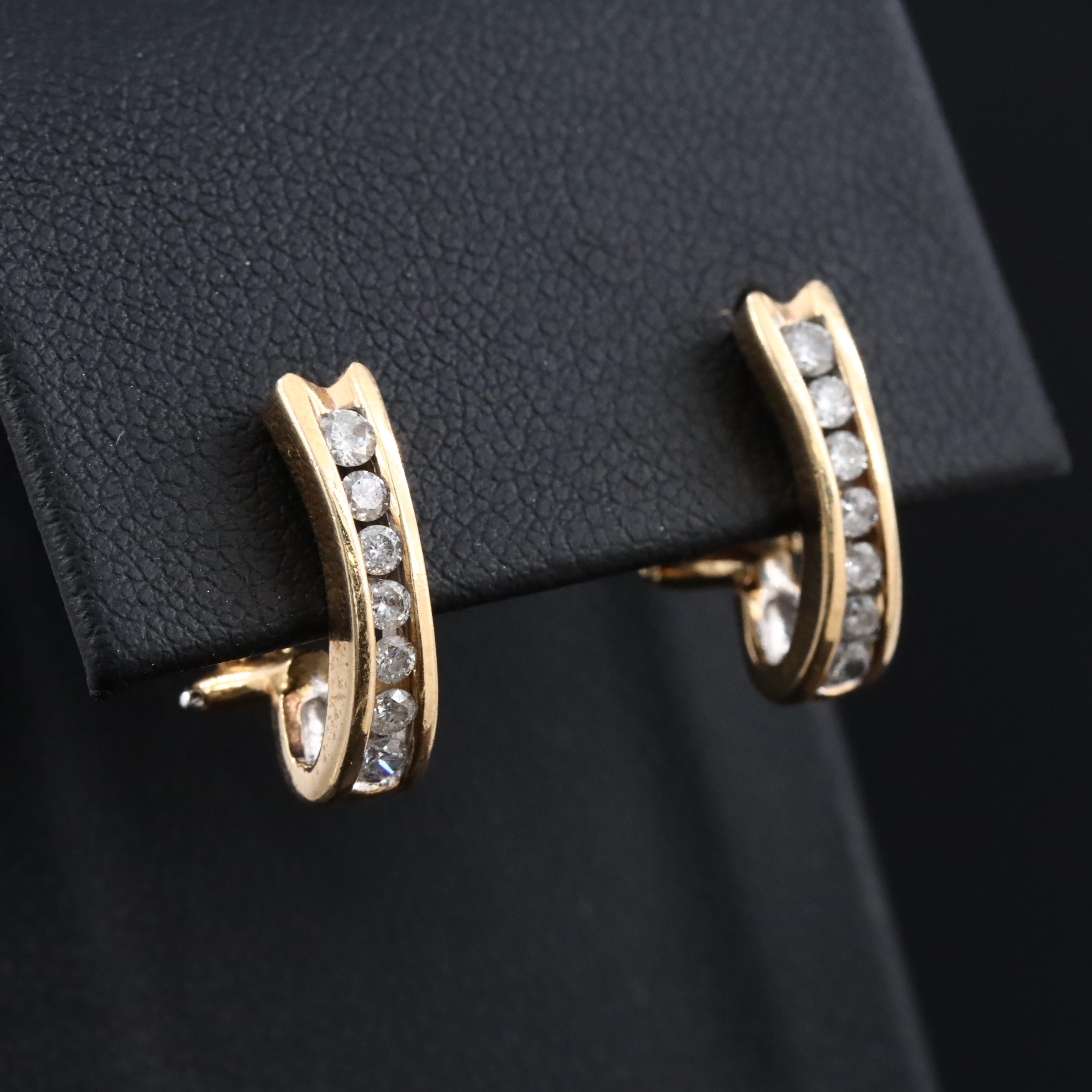 14K 0.45 CTW Diamond J Hoop Earrings