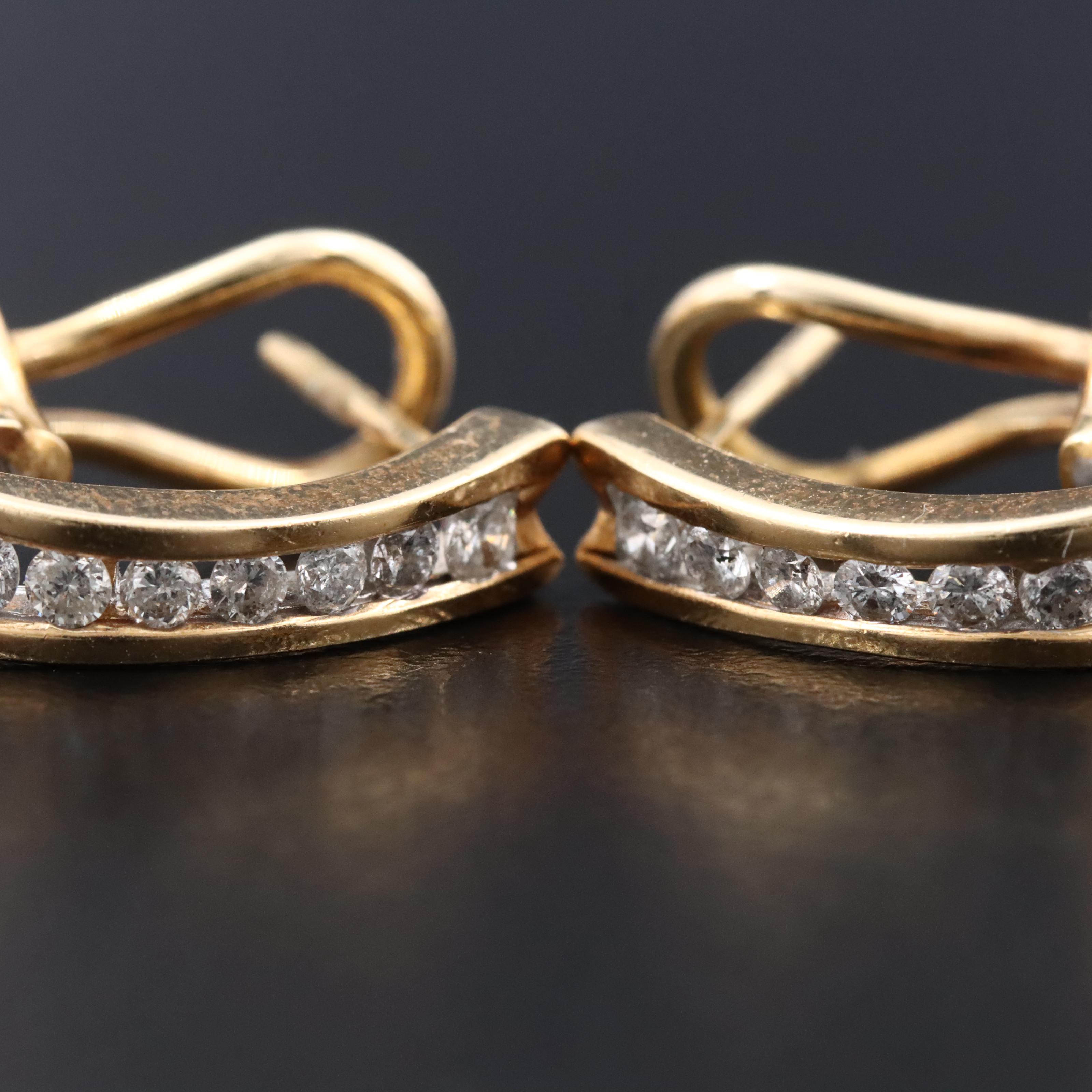 14K 0.45 CTW Diamond J Hoop Earrings